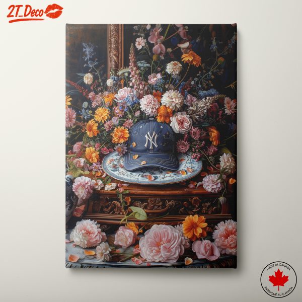Botanical Abstract Art Featuring Flowers and Cap