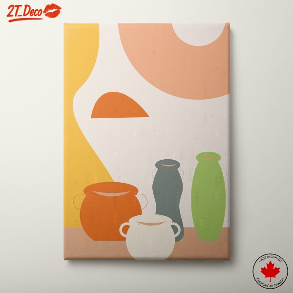 Colorful Abstract Design with Pots and Shapes