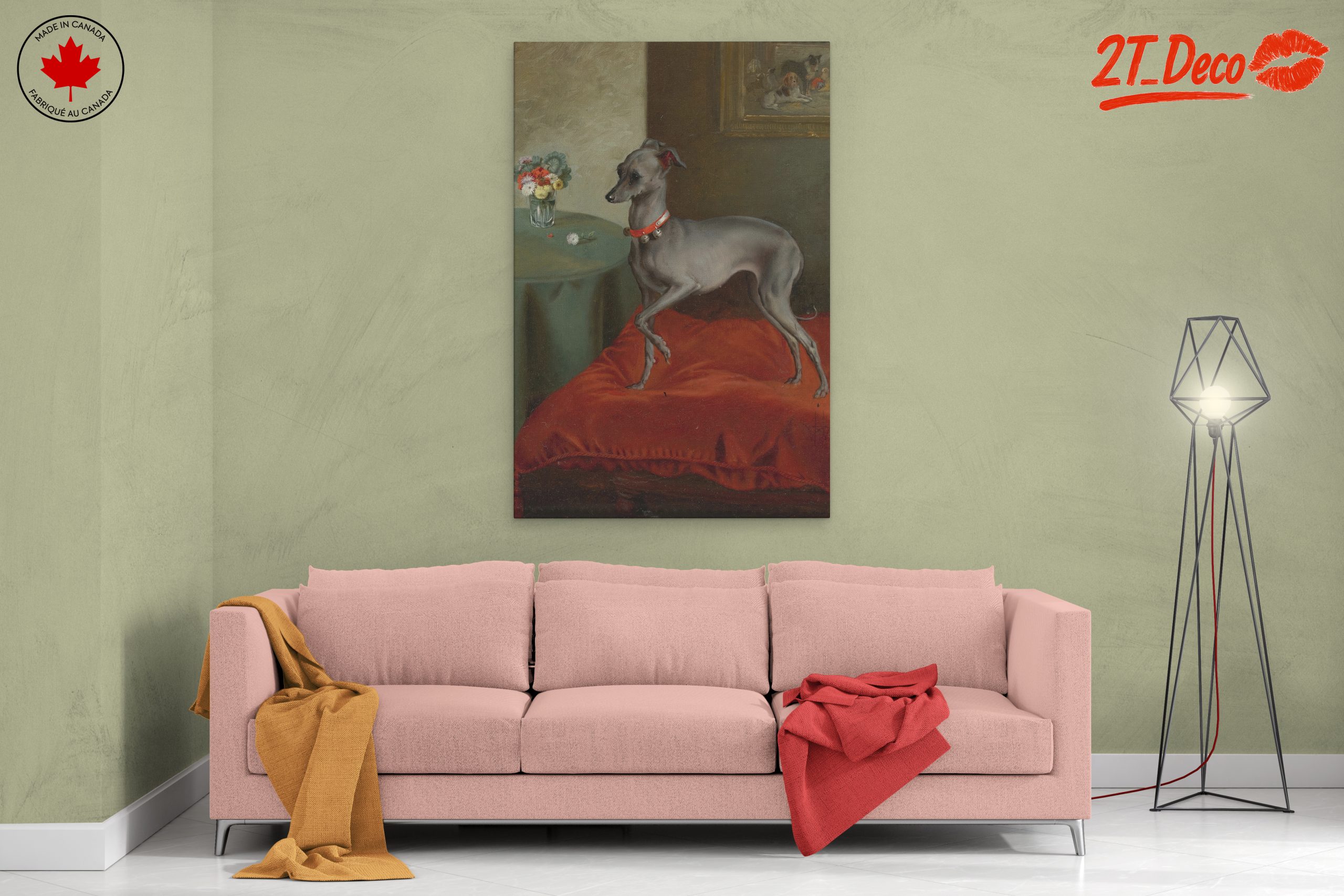 Elegant Greyhound Portrait with Flowers - Image 2