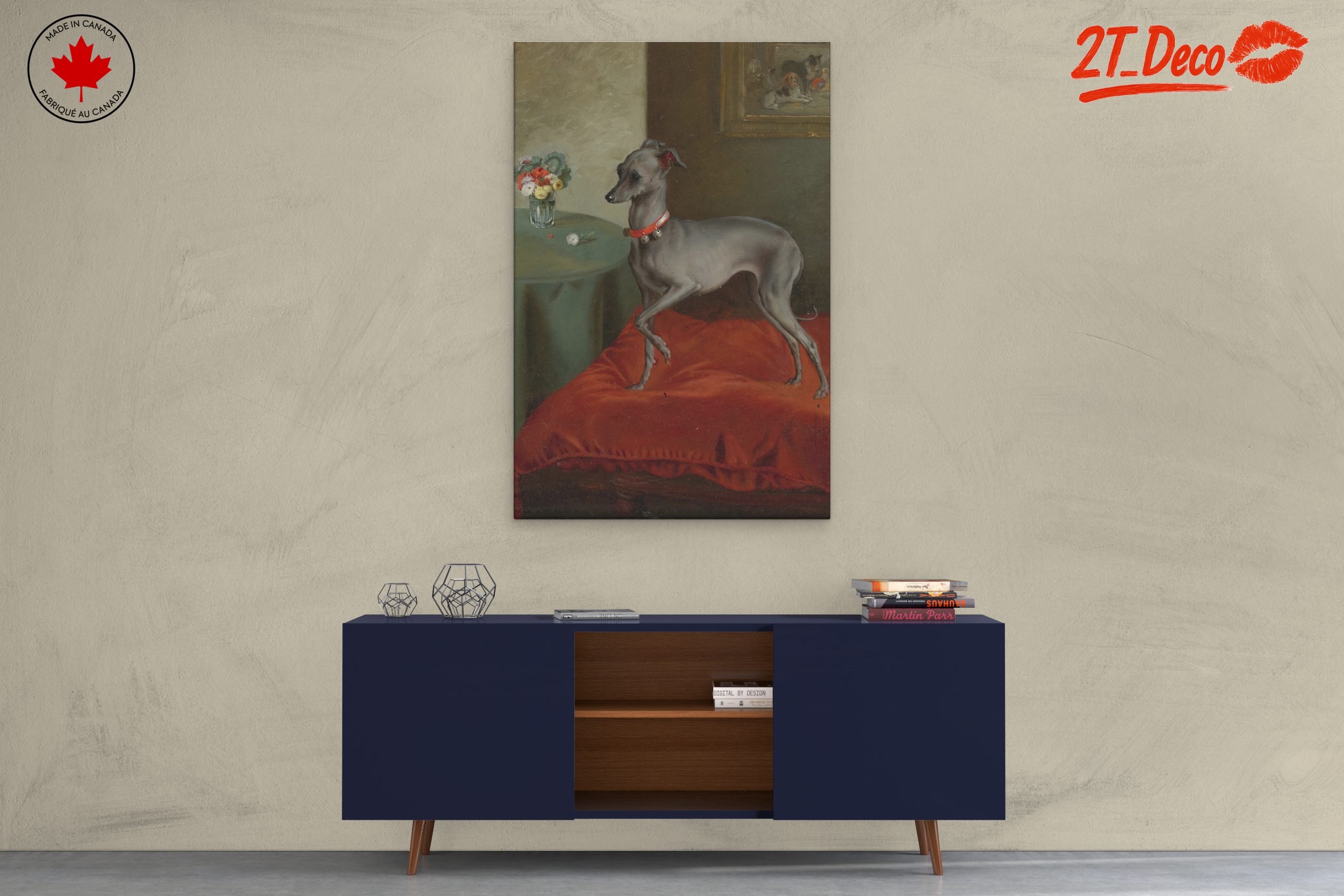 Elegant Greyhound Portrait with Flowers - Image 3