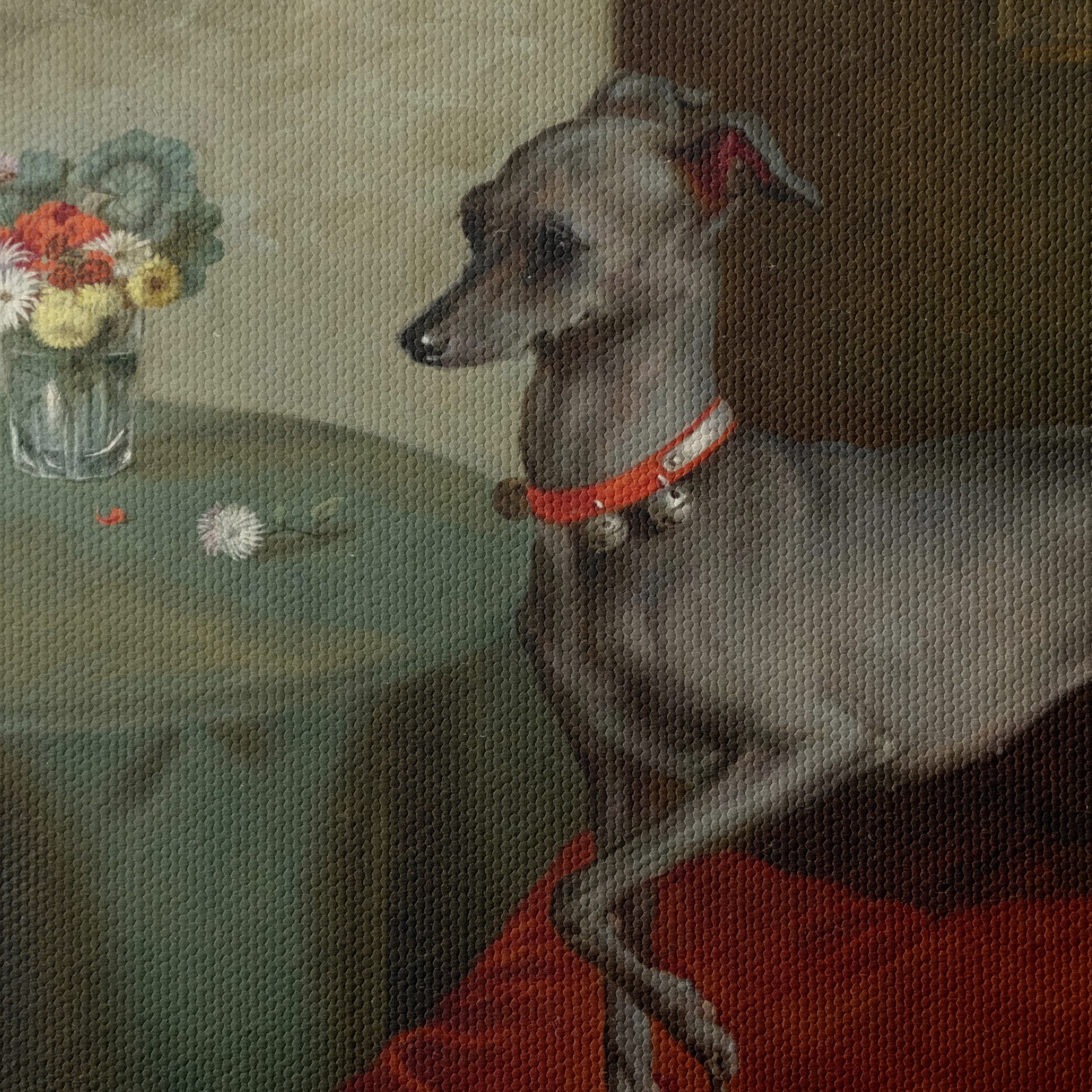 Elegant Greyhound Portrait with Flowers - Image 4