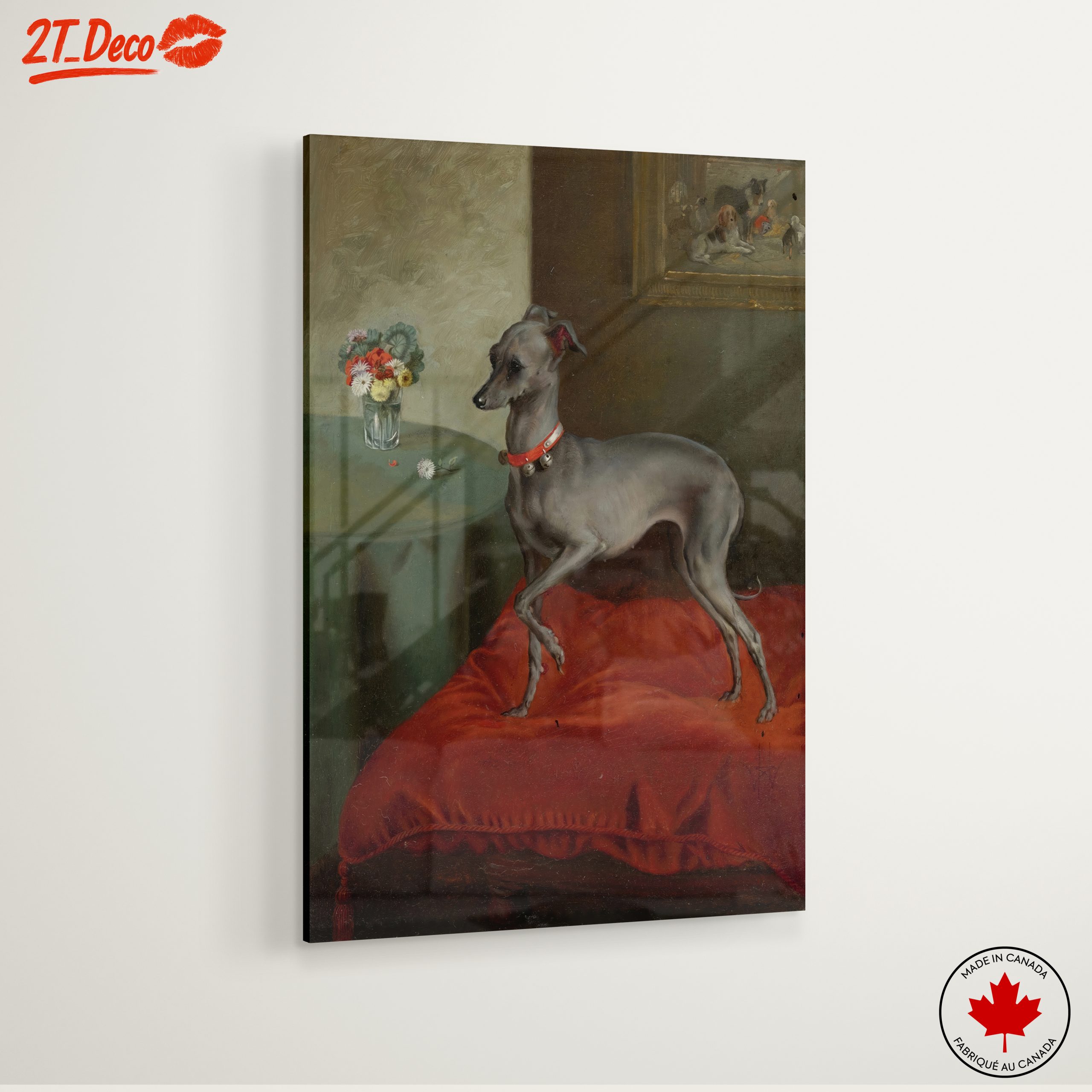 Elegant Greyhound Portrait with Flowers - Image 6