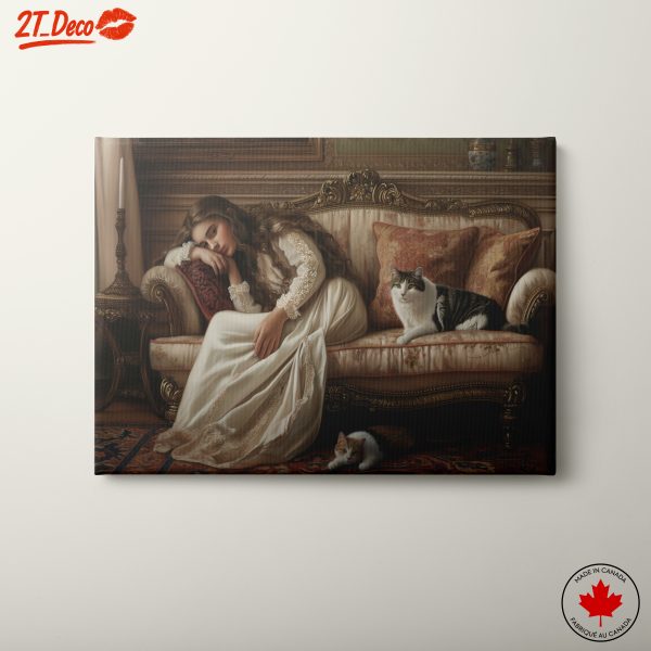 Serene Portrait of a Woman with Cats