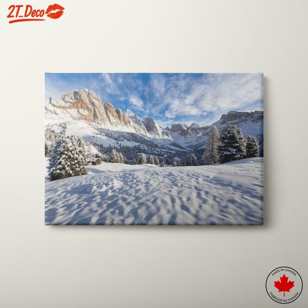 Snowy Mountain Landscape Under Bright Sky