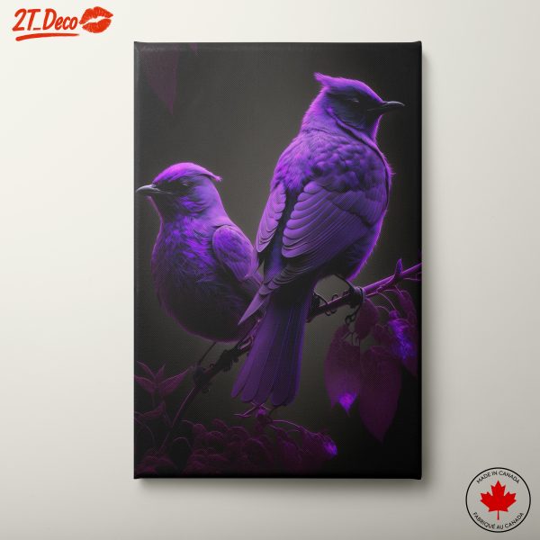 Purple Artistic Birds on Branch