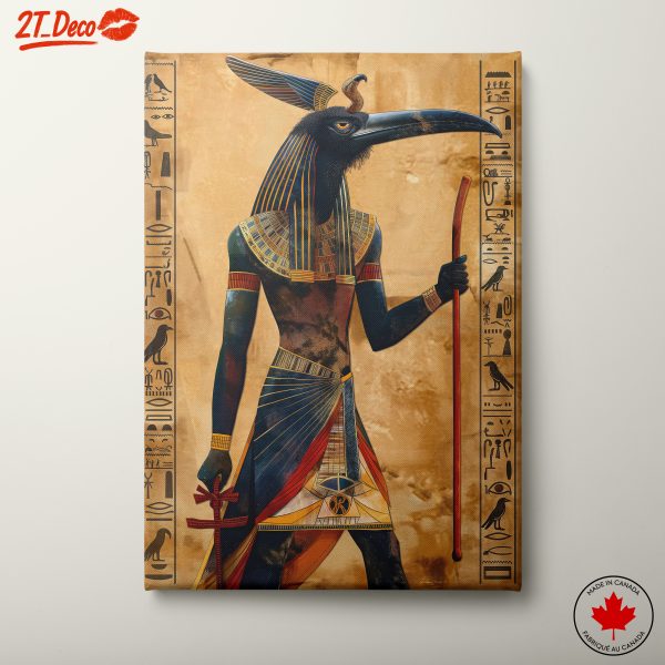 Ancient Egyptian God with Hieroglyphs