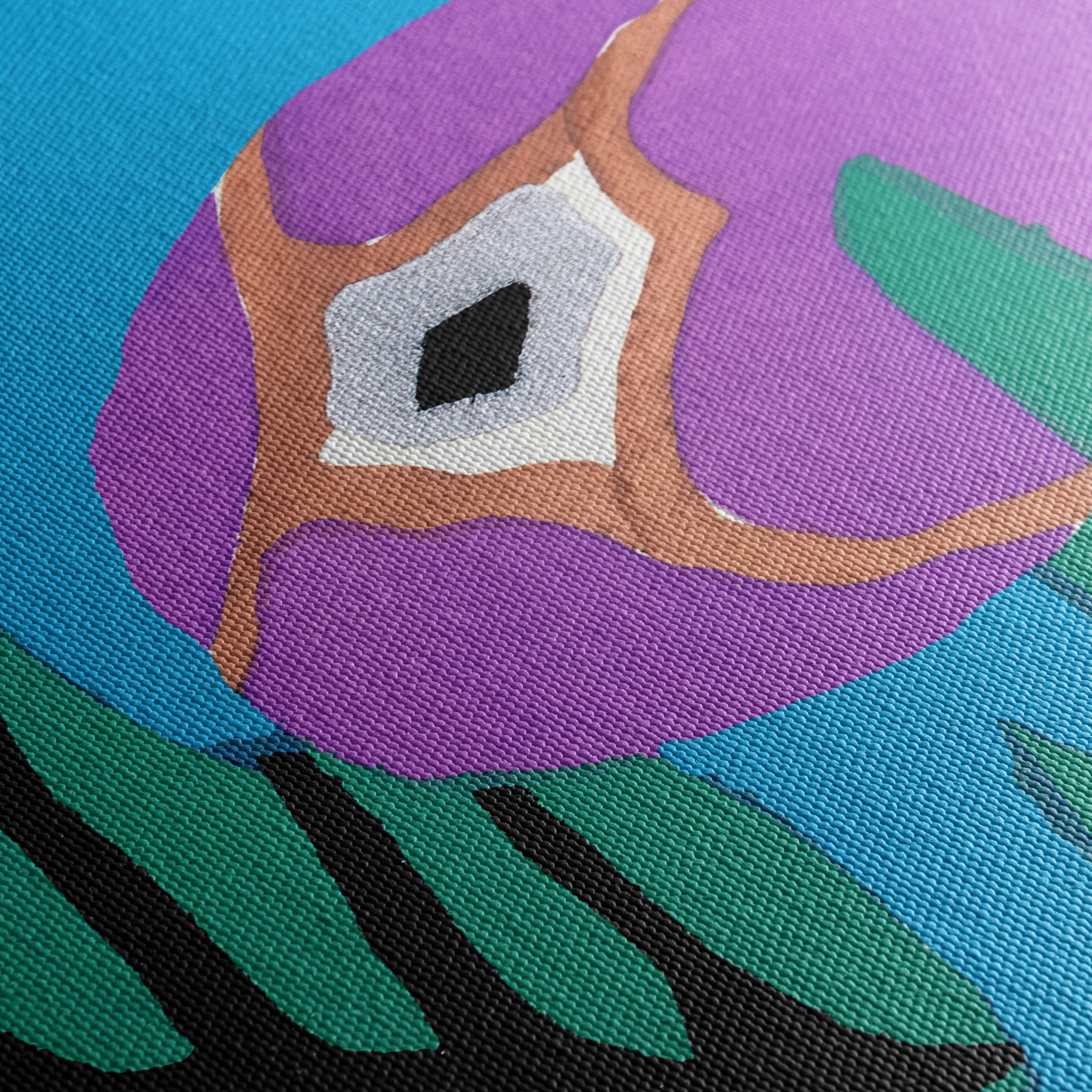 Stylized Botanical Leaf and Purple Sphere Art - Image 5