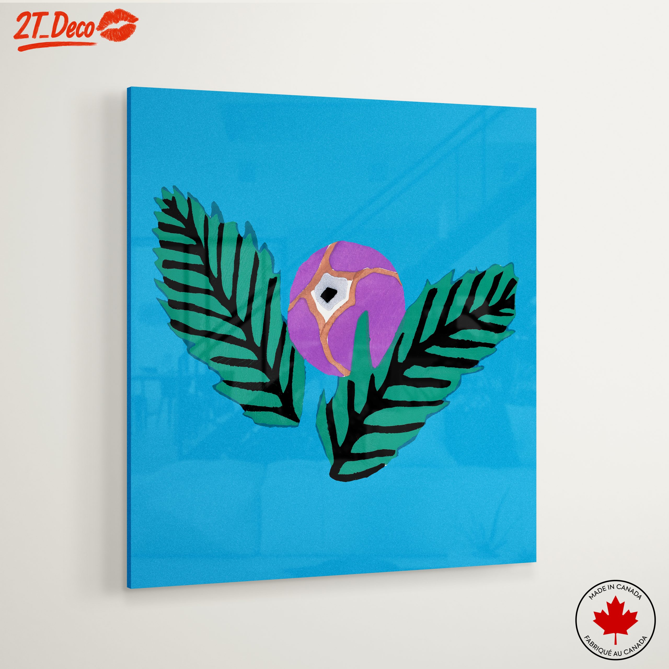 Stylized Botanical Leaf and Purple Sphere Art - Image 6