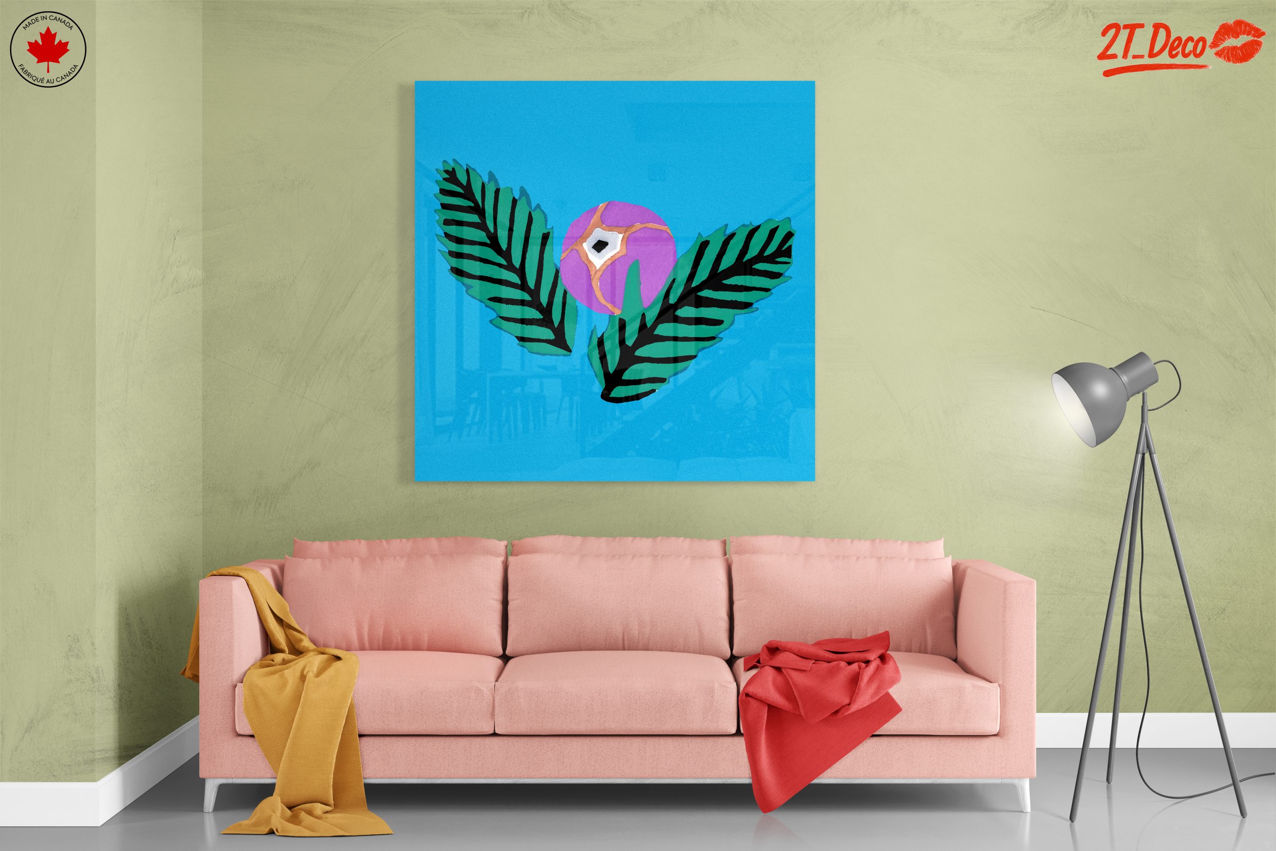 Stylized Botanical Leaf and Purple Sphere Art - Image 7