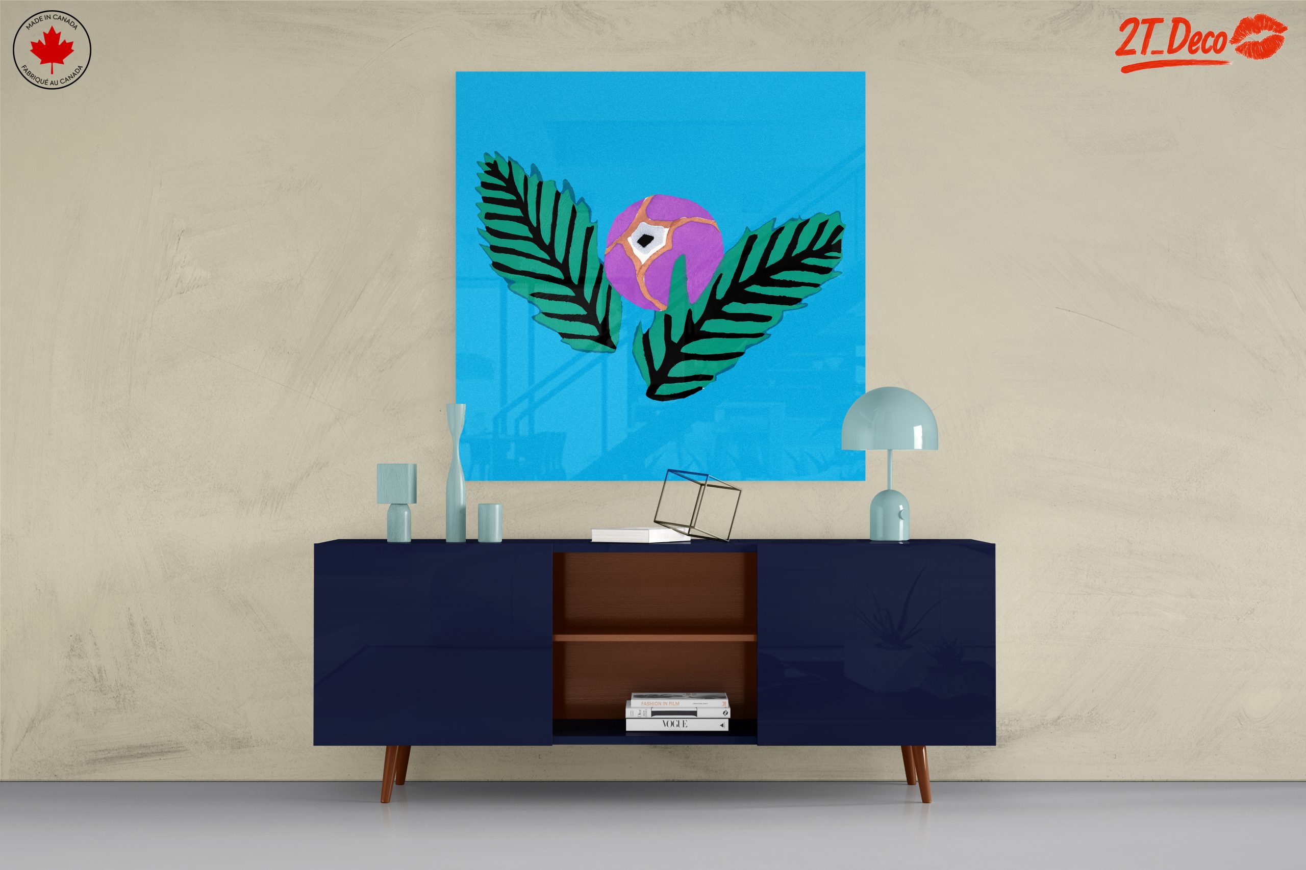 Stylized Botanical Leaf and Purple Sphere Art - Image 8