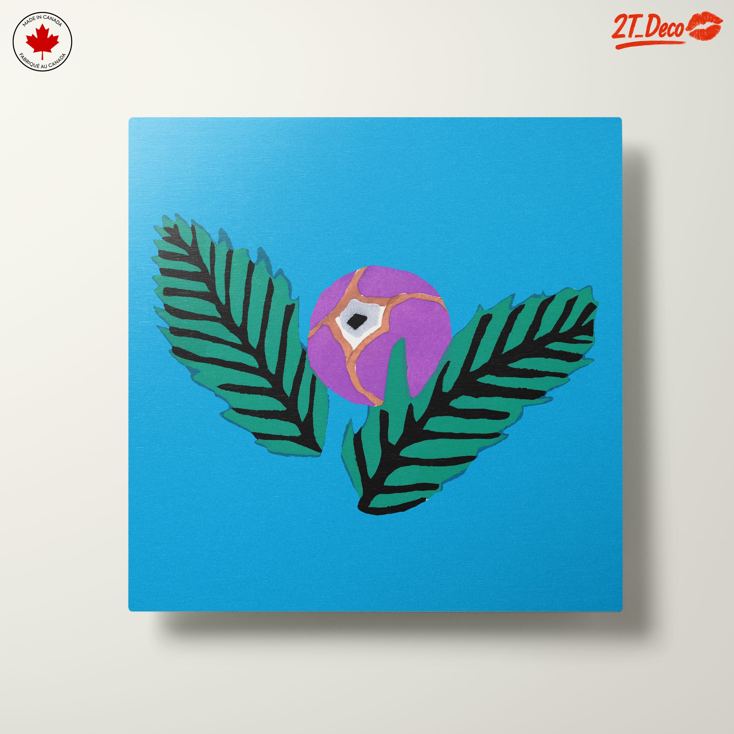 Stylized Botanical Leaf and Purple Sphere Art - Image 10