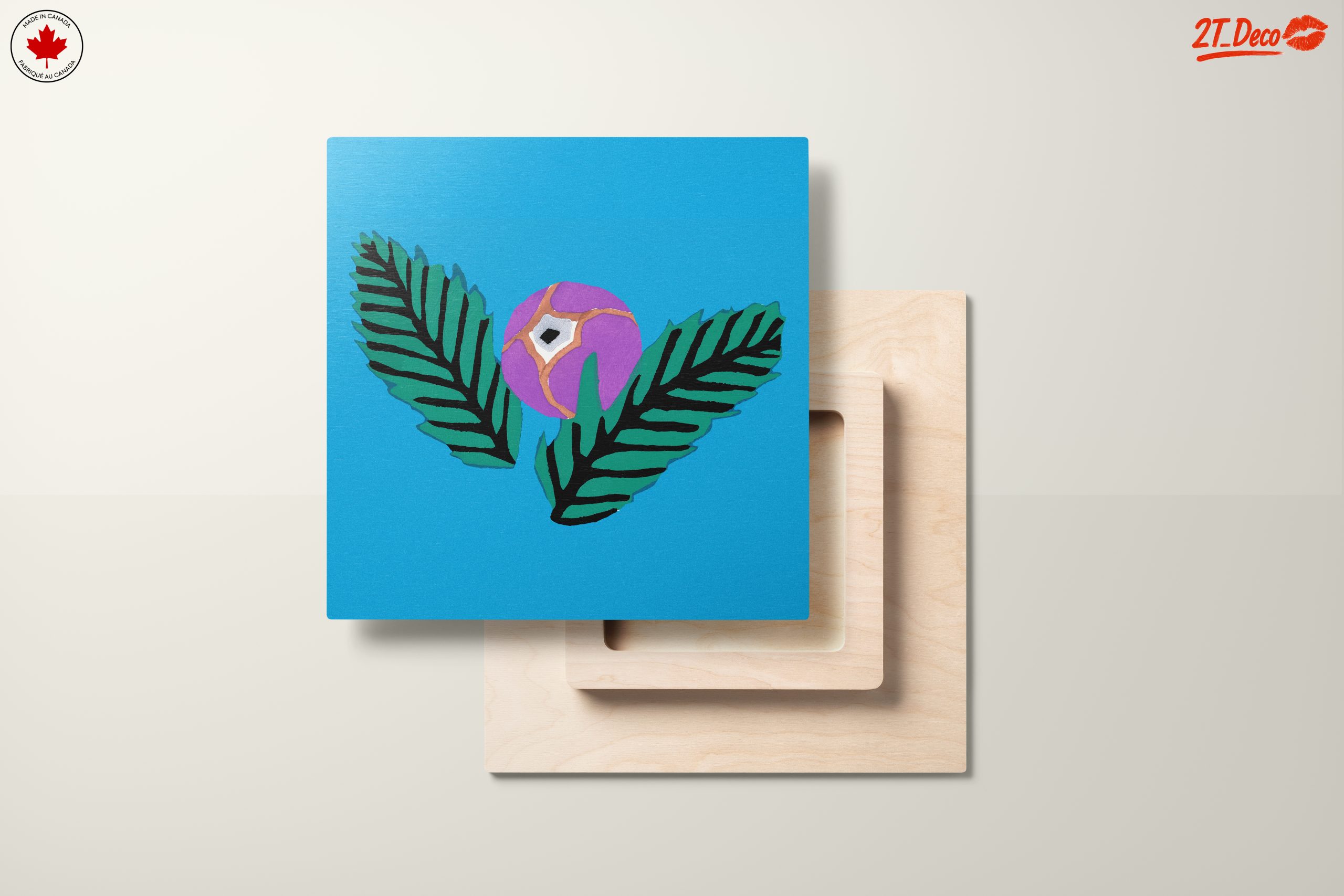 Stylized Botanical Leaf and Purple Sphere Art - Image 11