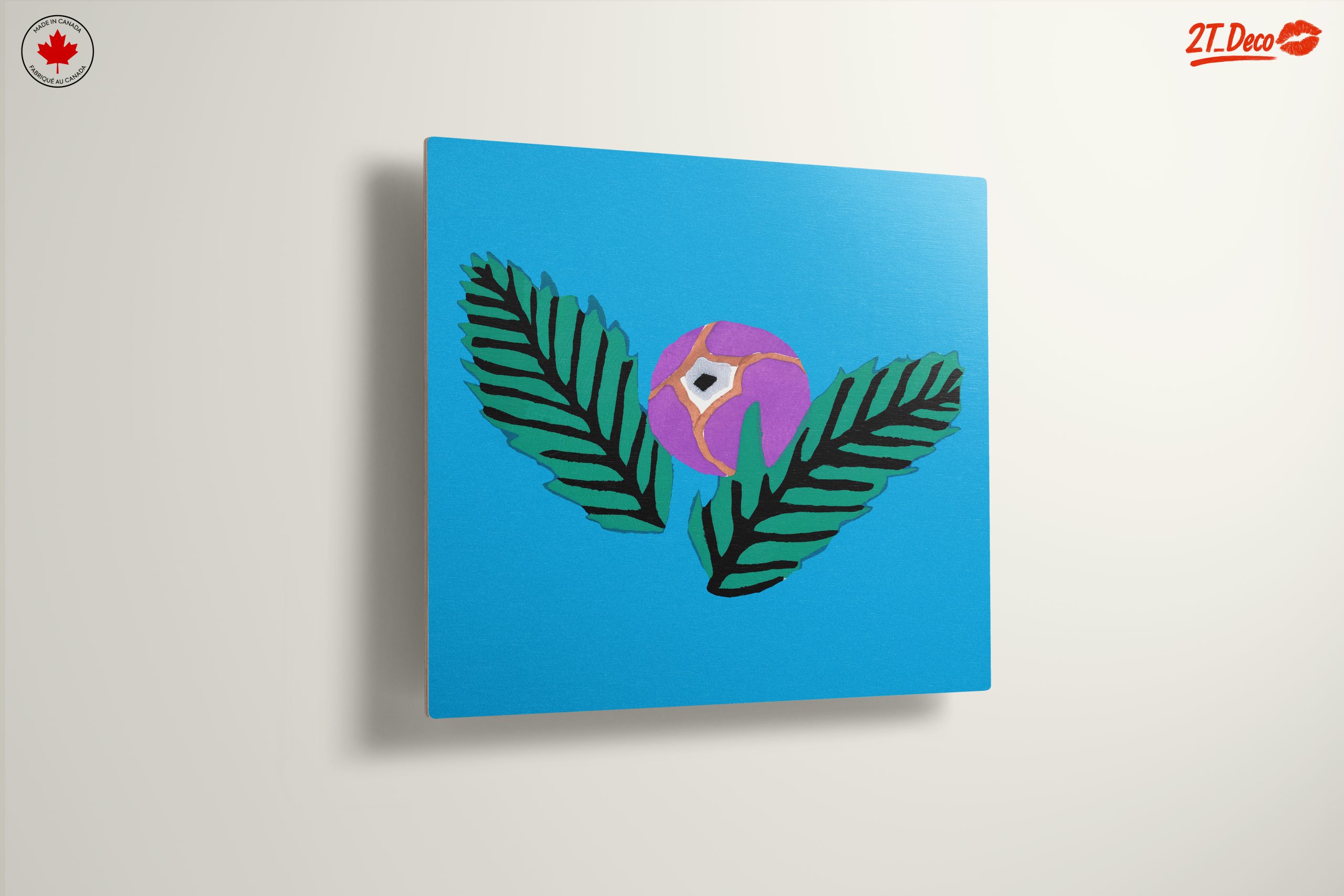 Stylized Botanical Leaf and Purple Sphere Art - Image 13