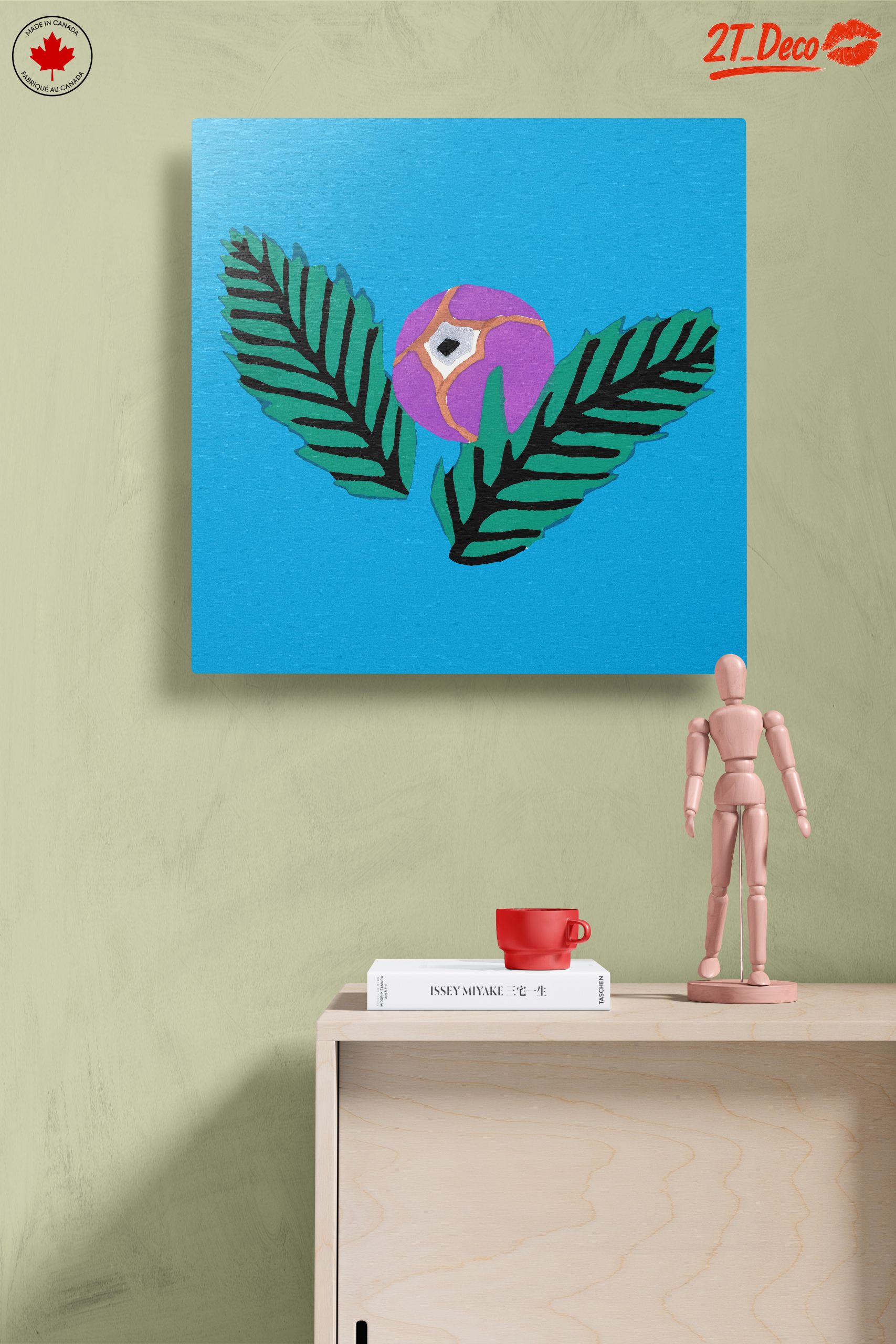 Stylized Botanical Leaf and Purple Sphere Art - Image 14