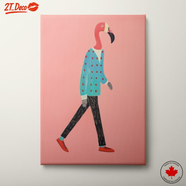 Colorful Whimsical Flamingo Character