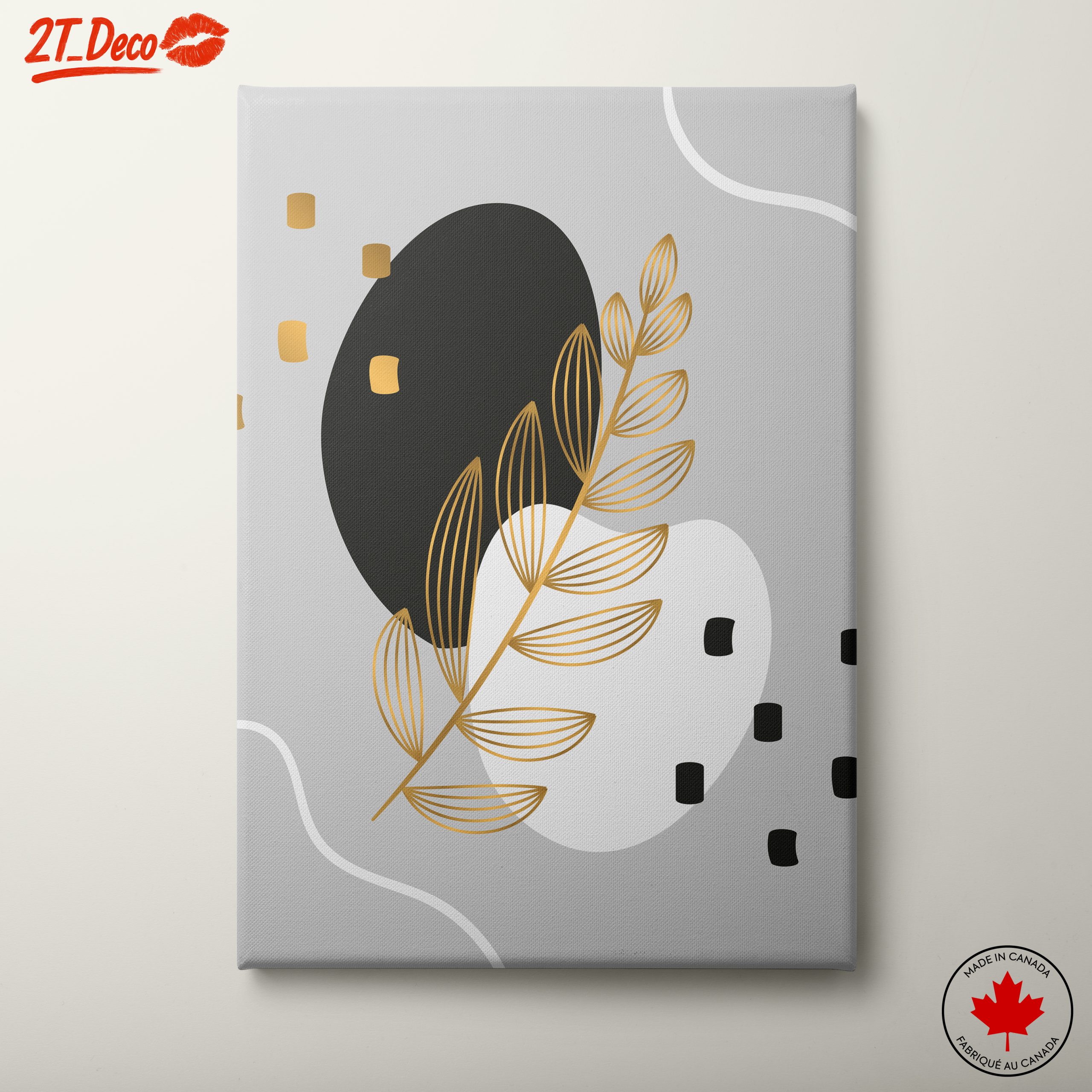 Geometric Plant Art with Gold Details