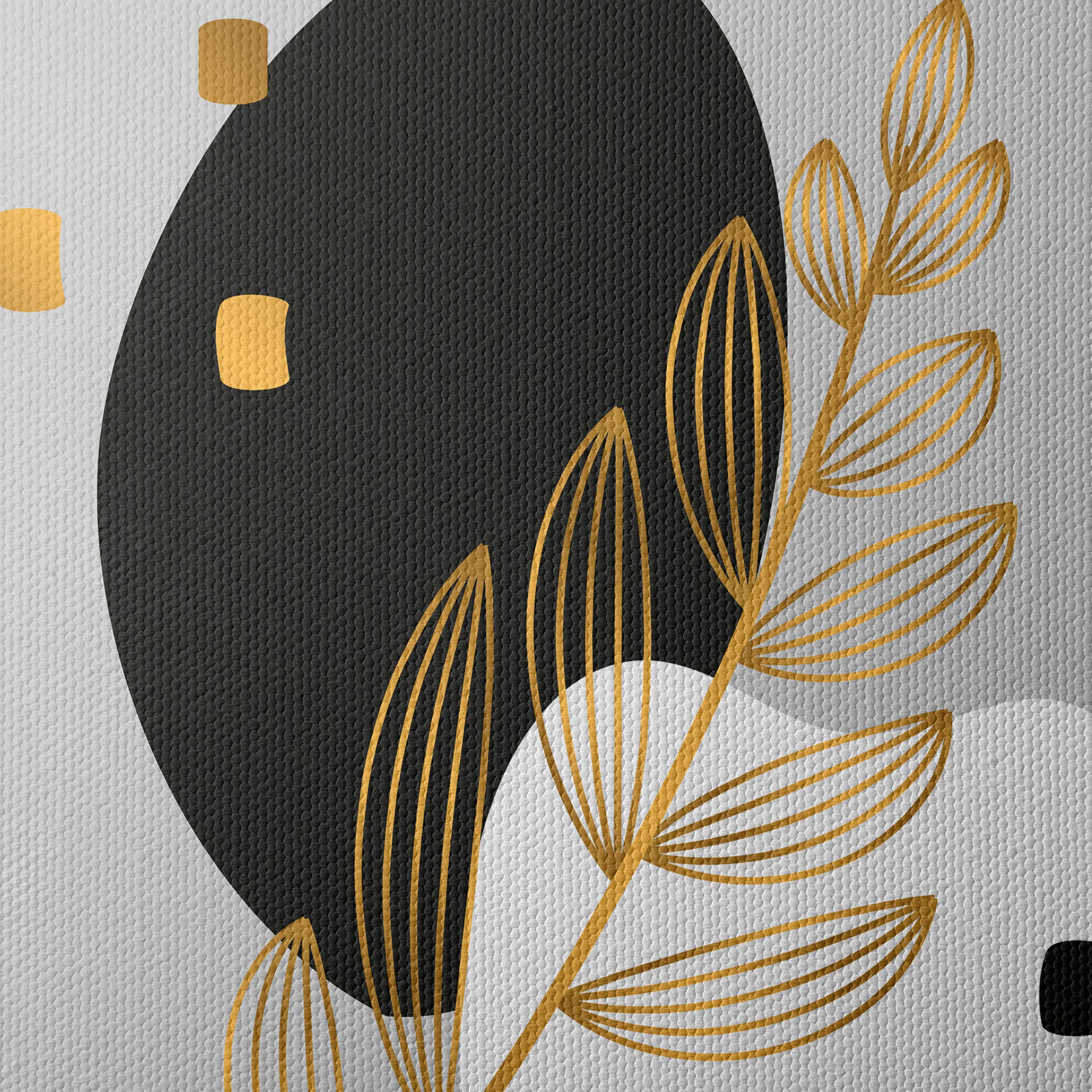 Geometric Plant Art with Gold Details - Image 4