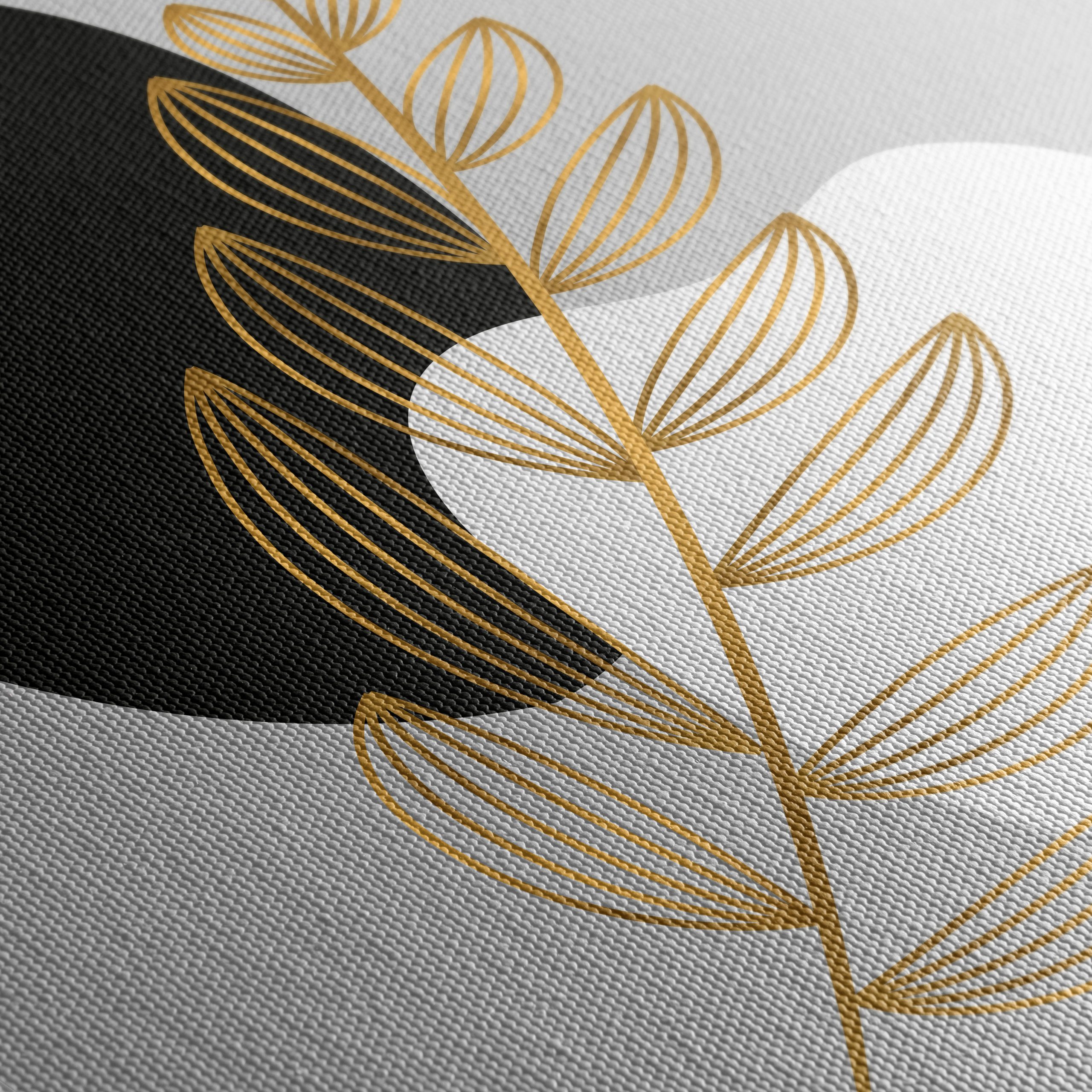 Geometric Plant Art with Gold Details - Image 5