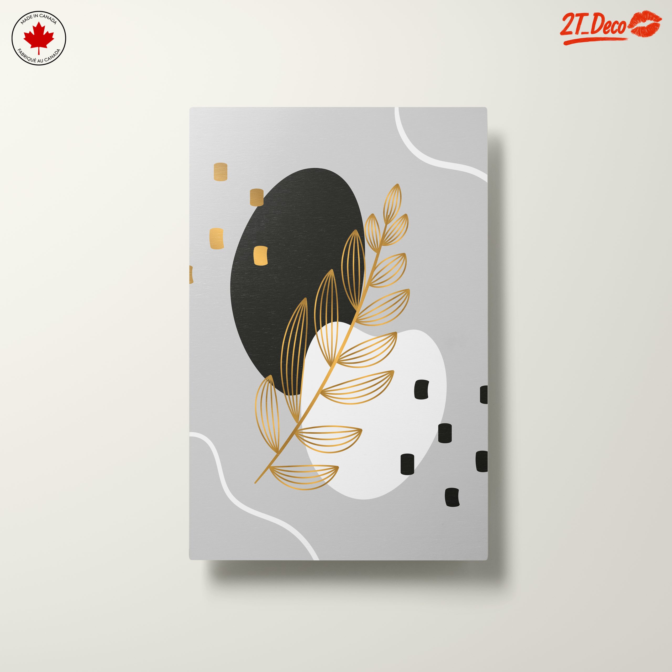 Geometric Plant Art with Gold Details - Image 10