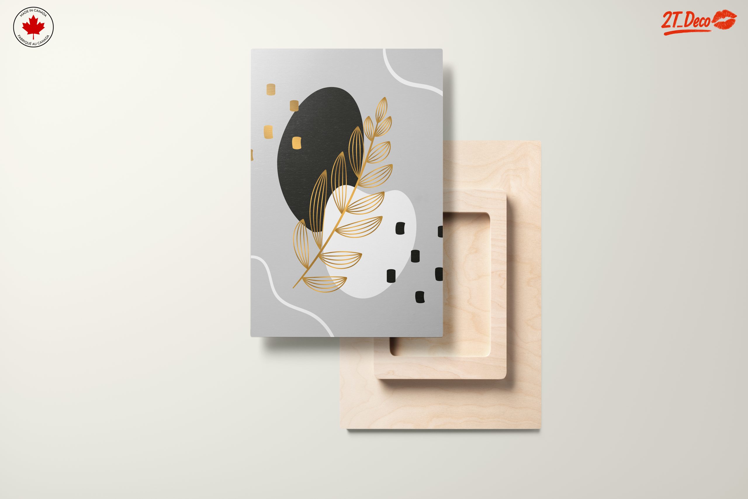Geometric Plant Art with Gold Details - Image 11