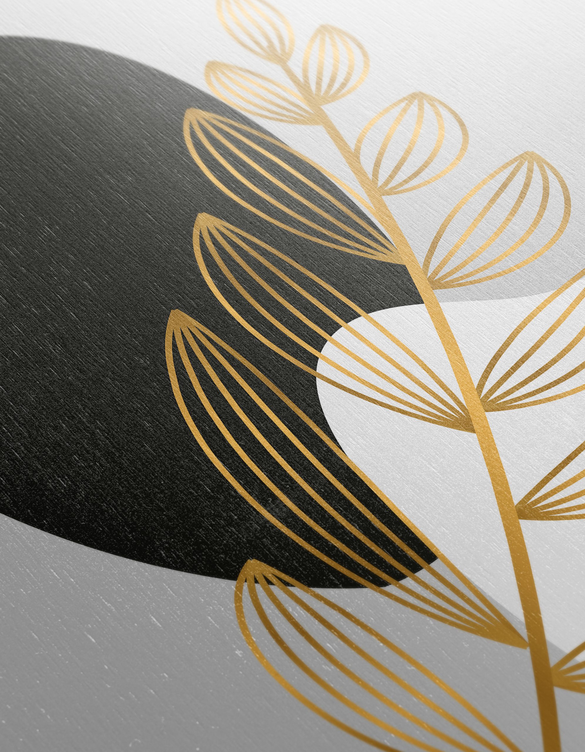 Geometric Plant Art with Gold Details - Image 12