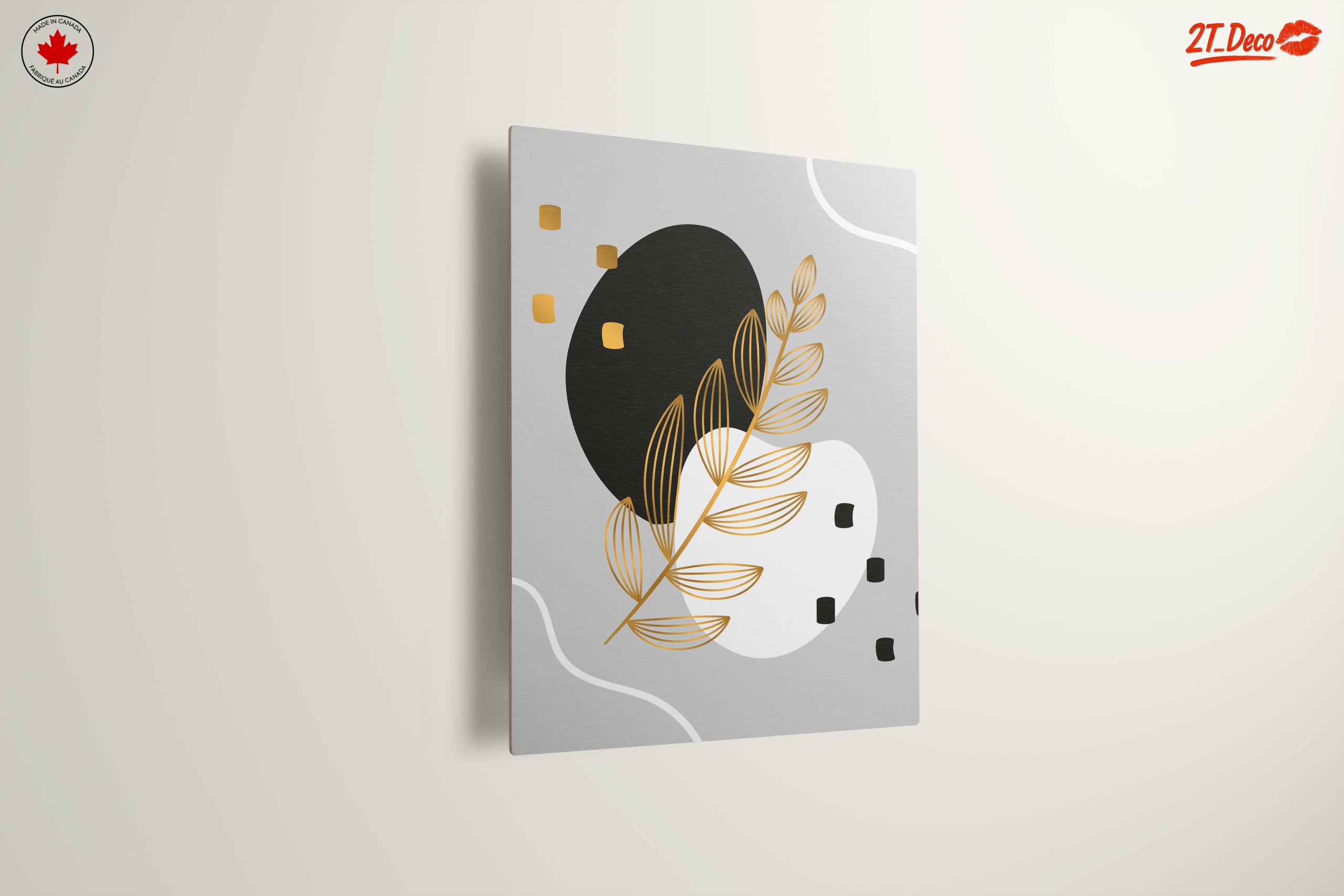Geometric Plant Art with Gold Details - Image 13