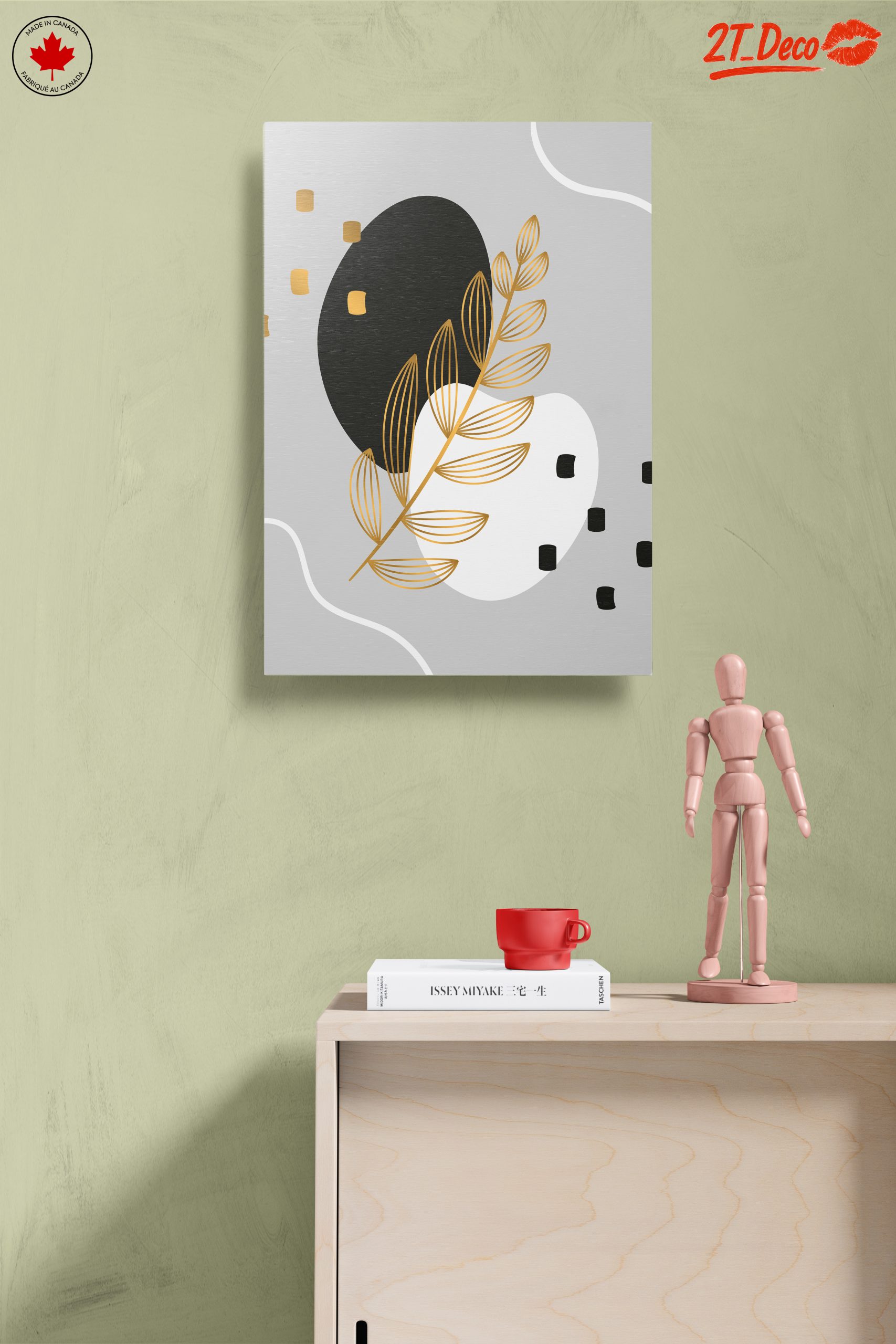 Geometric Plant Art with Gold Details - Image 14