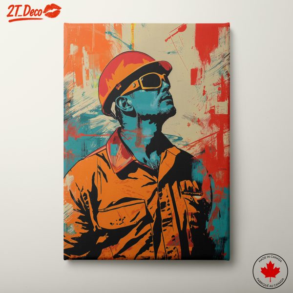 Stylized Construction Worker Art with Bold Colors