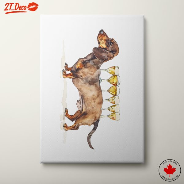 Playful Dachshund With Champagne Glasses