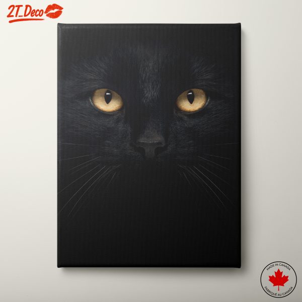Black Cat Portrait with Golden Eyes