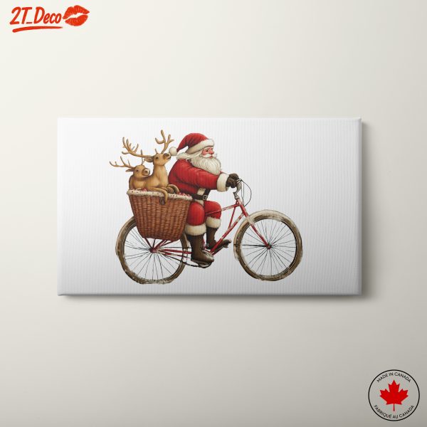 Santa Claus Riding a Bicycle with Reindeer