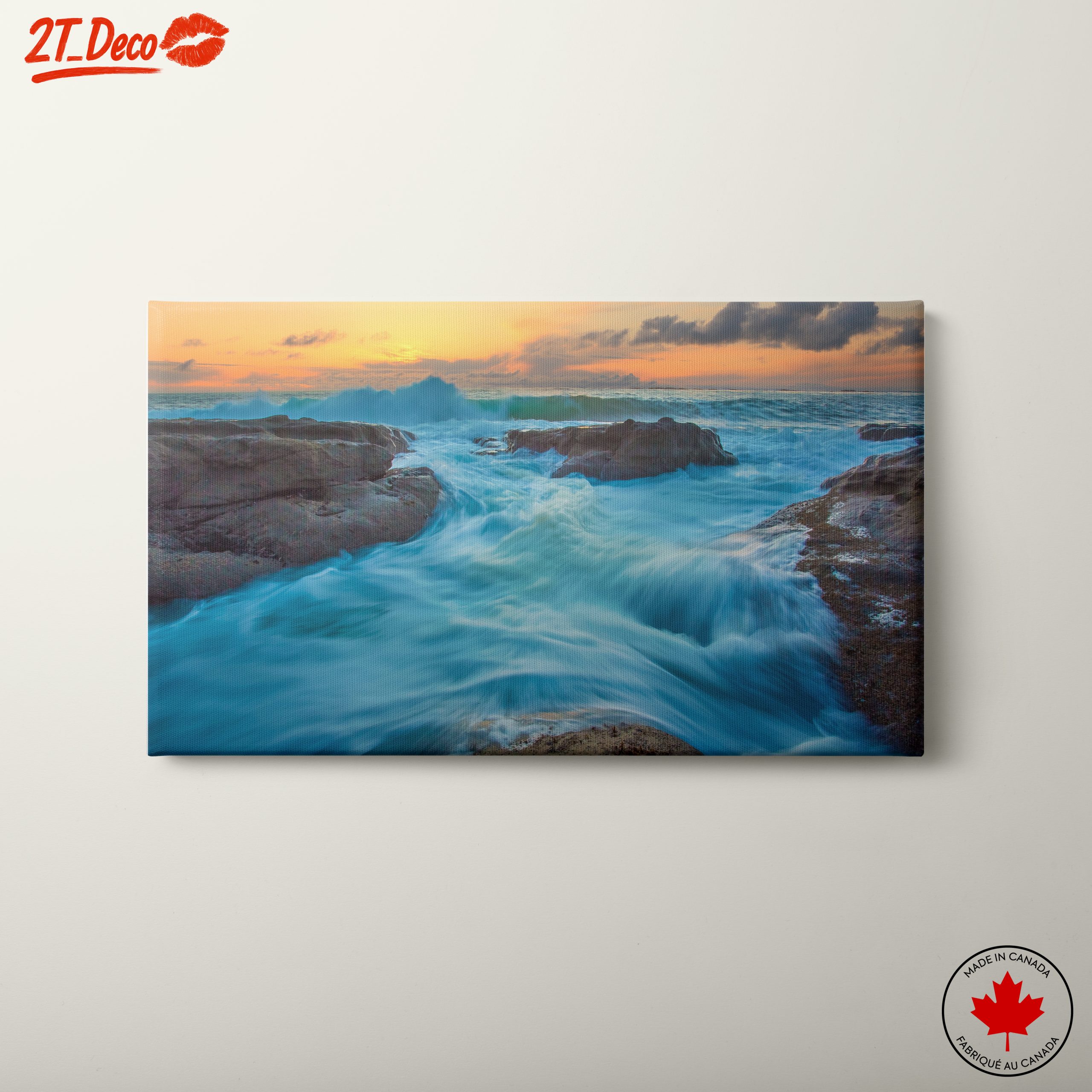 Serene Beach Sunset Over Waves