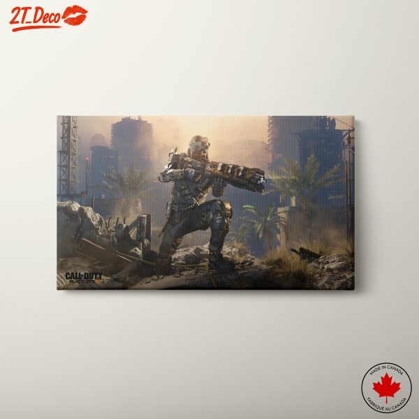 Futuristic Soldier in Urban Battle Scene