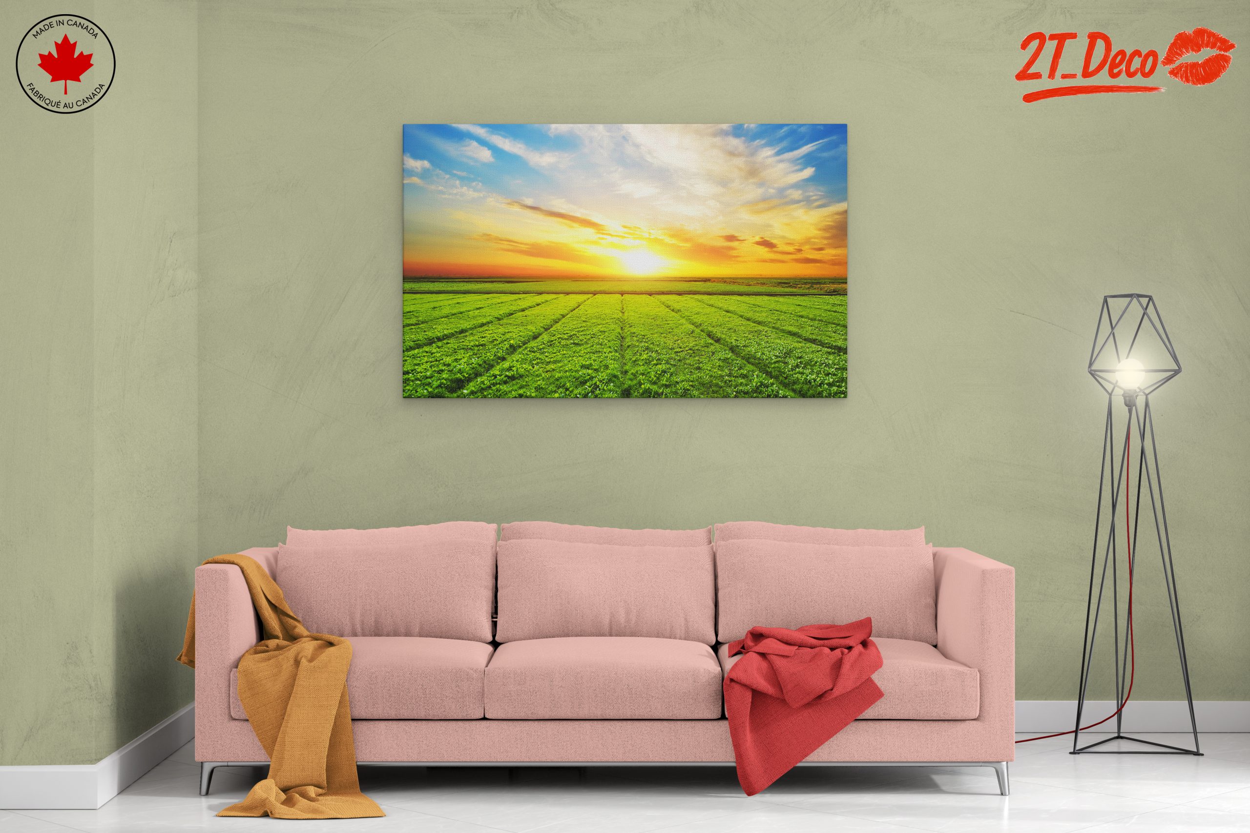 Vibrant Sunrise Over Green Fields - Image 2