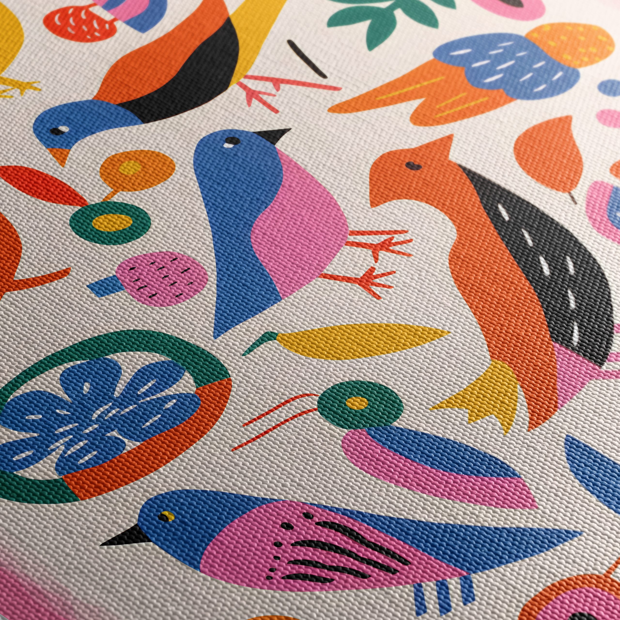 Playful Birds and Colorful Flora Art - Image 5