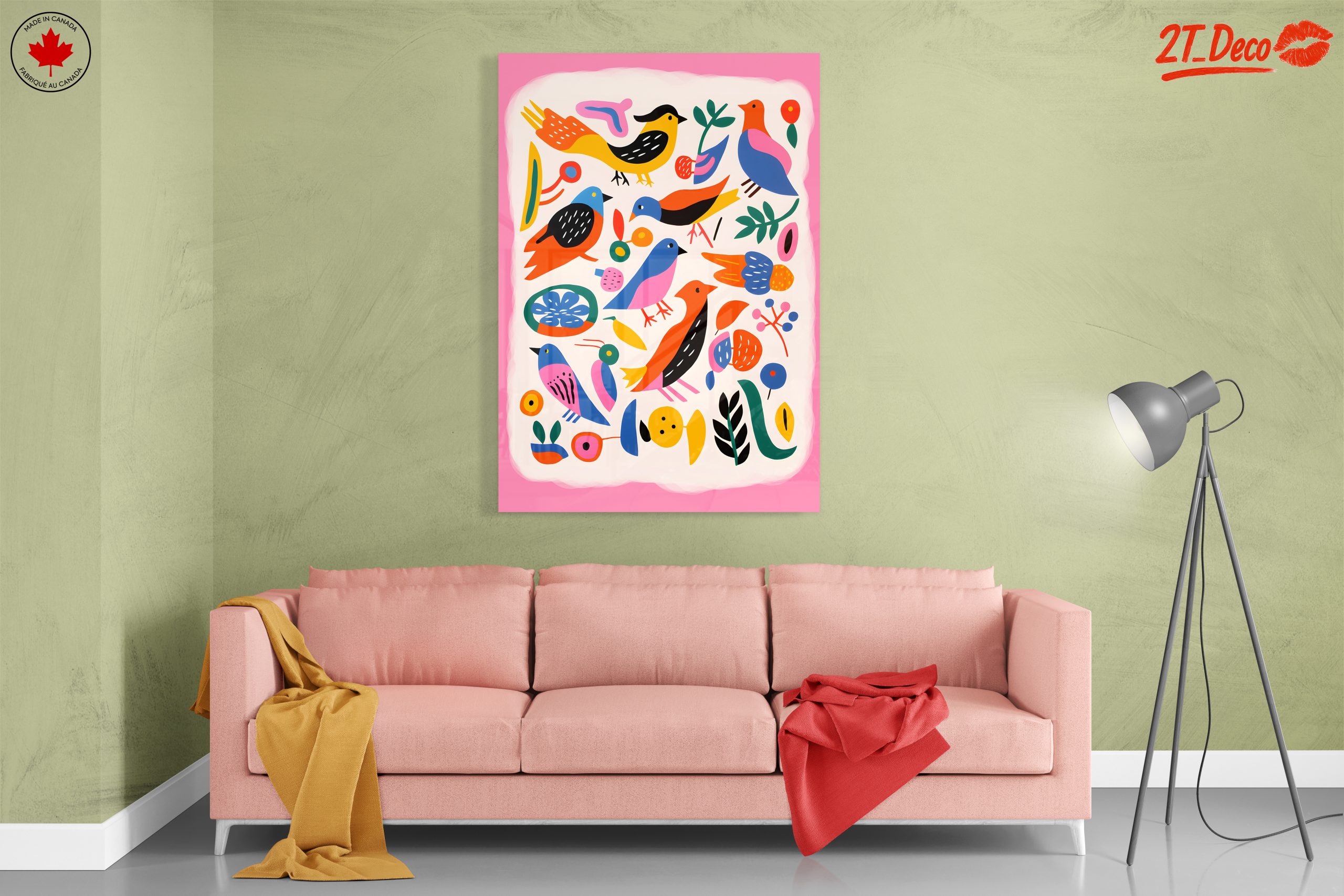 Playful Birds and Colorful Flora Art - Image 7