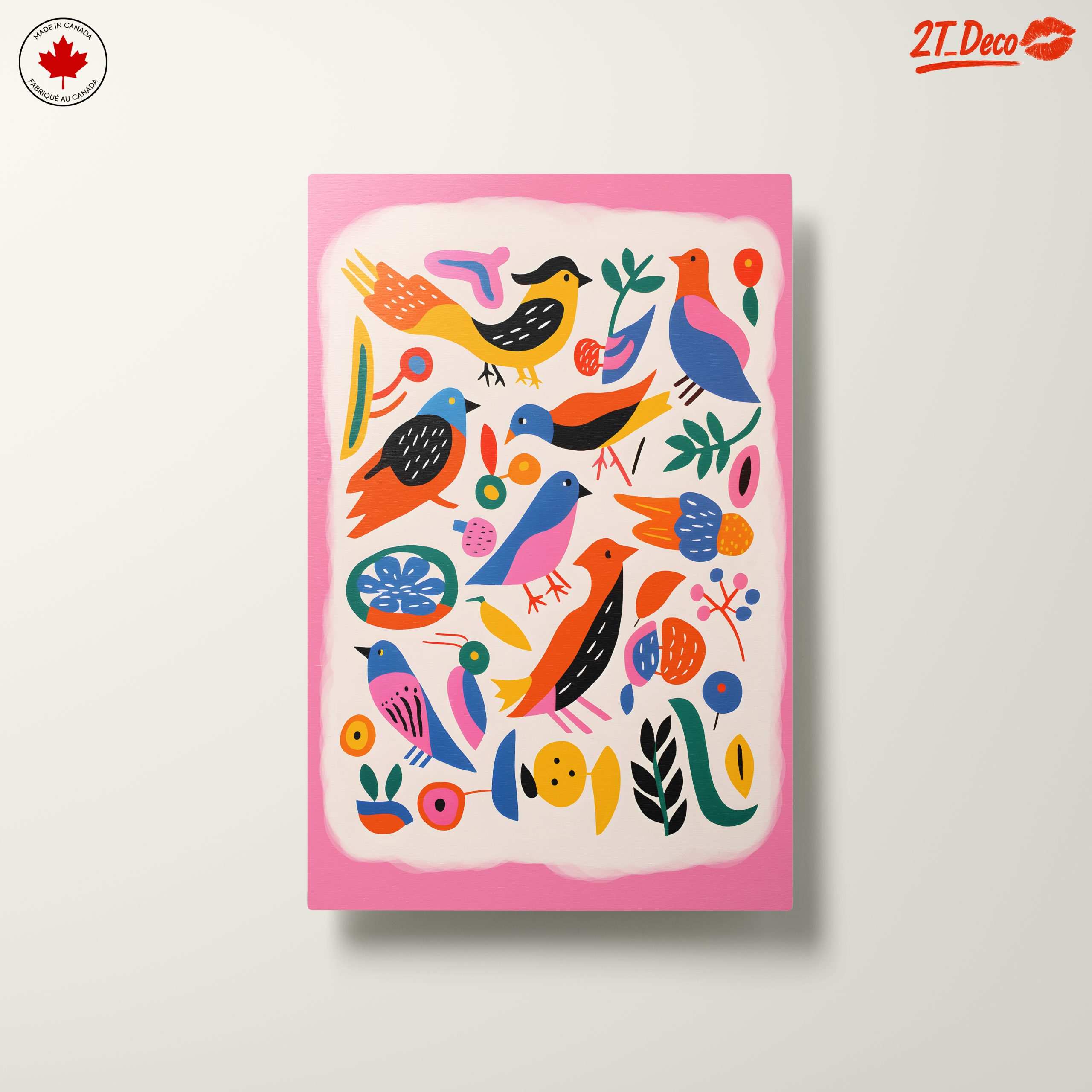 Playful Birds and Colorful Flora Art - Image 10