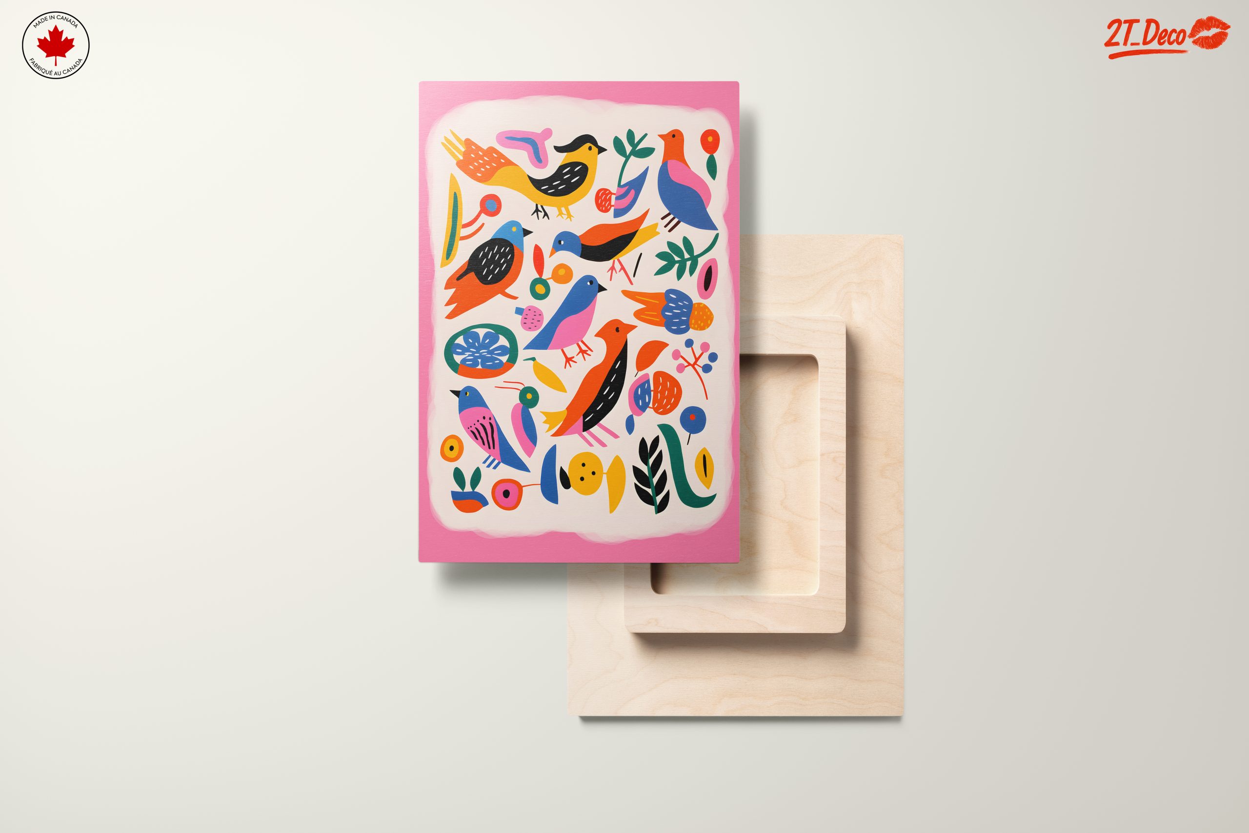 Playful Birds and Colorful Flora Art - Image 11