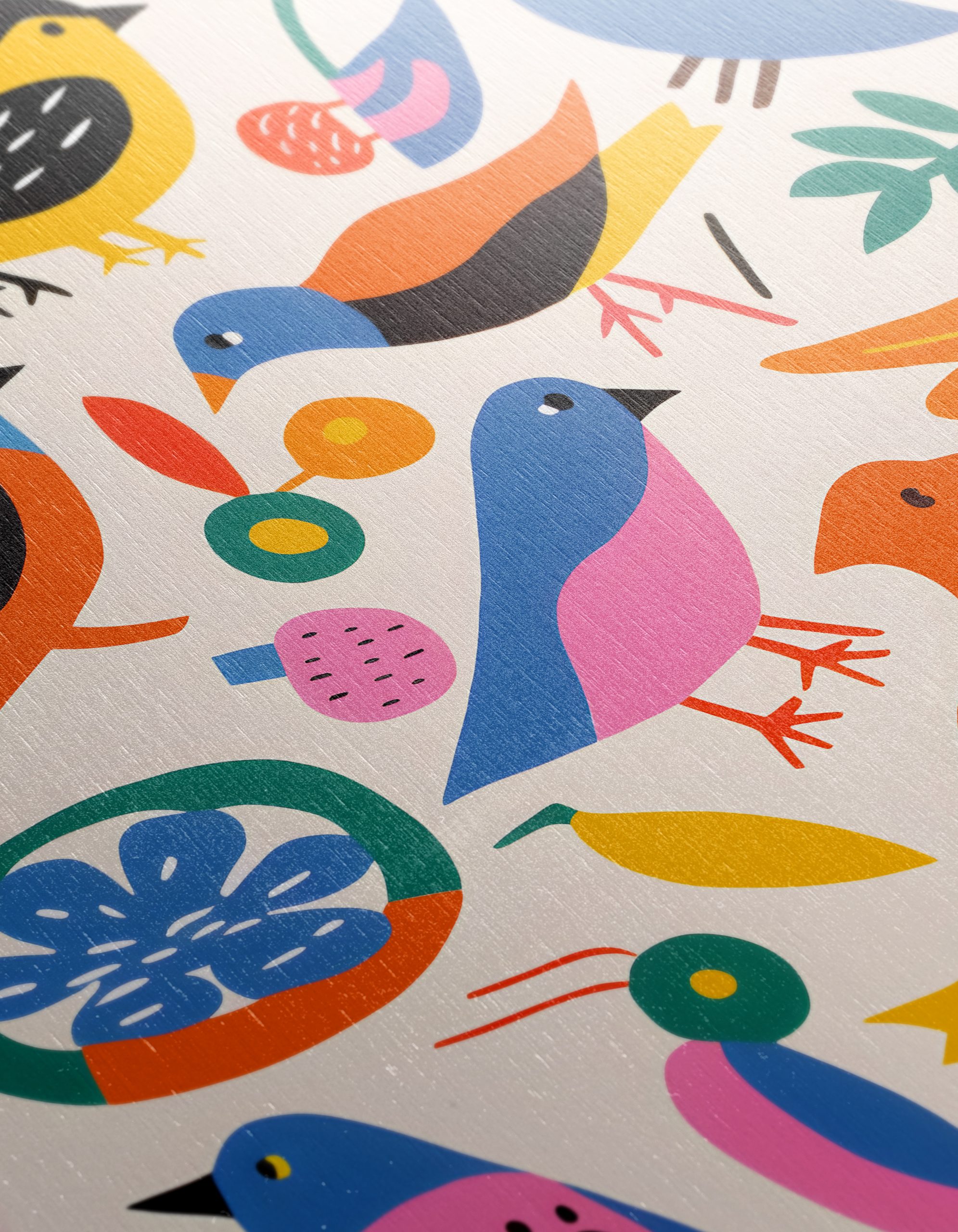 Playful Birds and Colorful Flora Art - Image 12