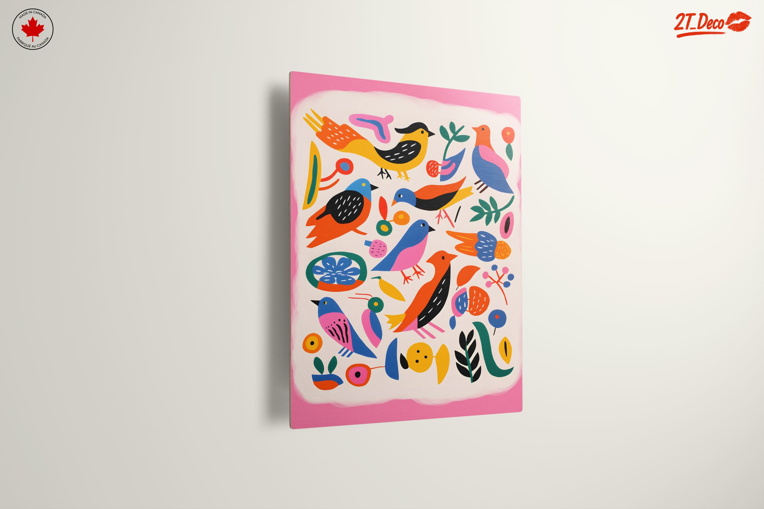 Playful Birds and Colorful Flora Art - Image 13