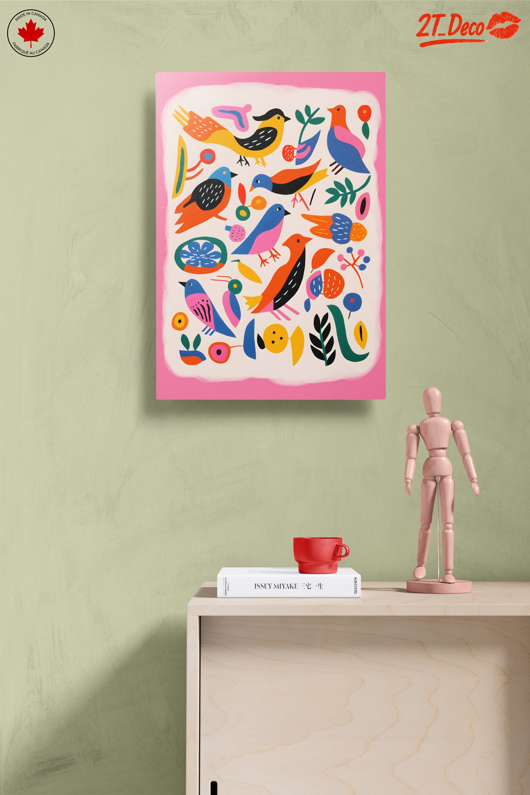 Playful Birds and Colorful Flora Art - Image 14