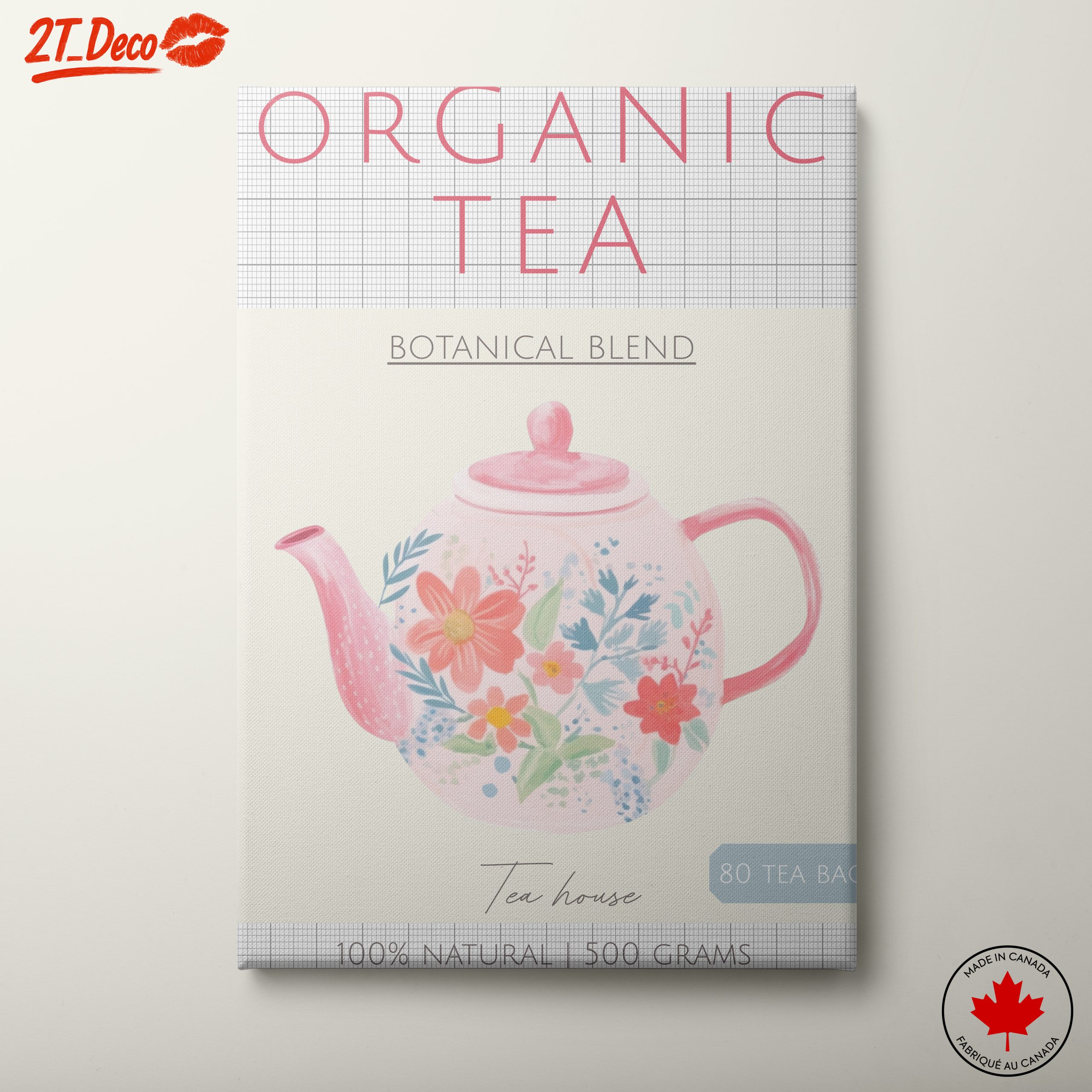 Charming Botanical Tea Teapot Artwork