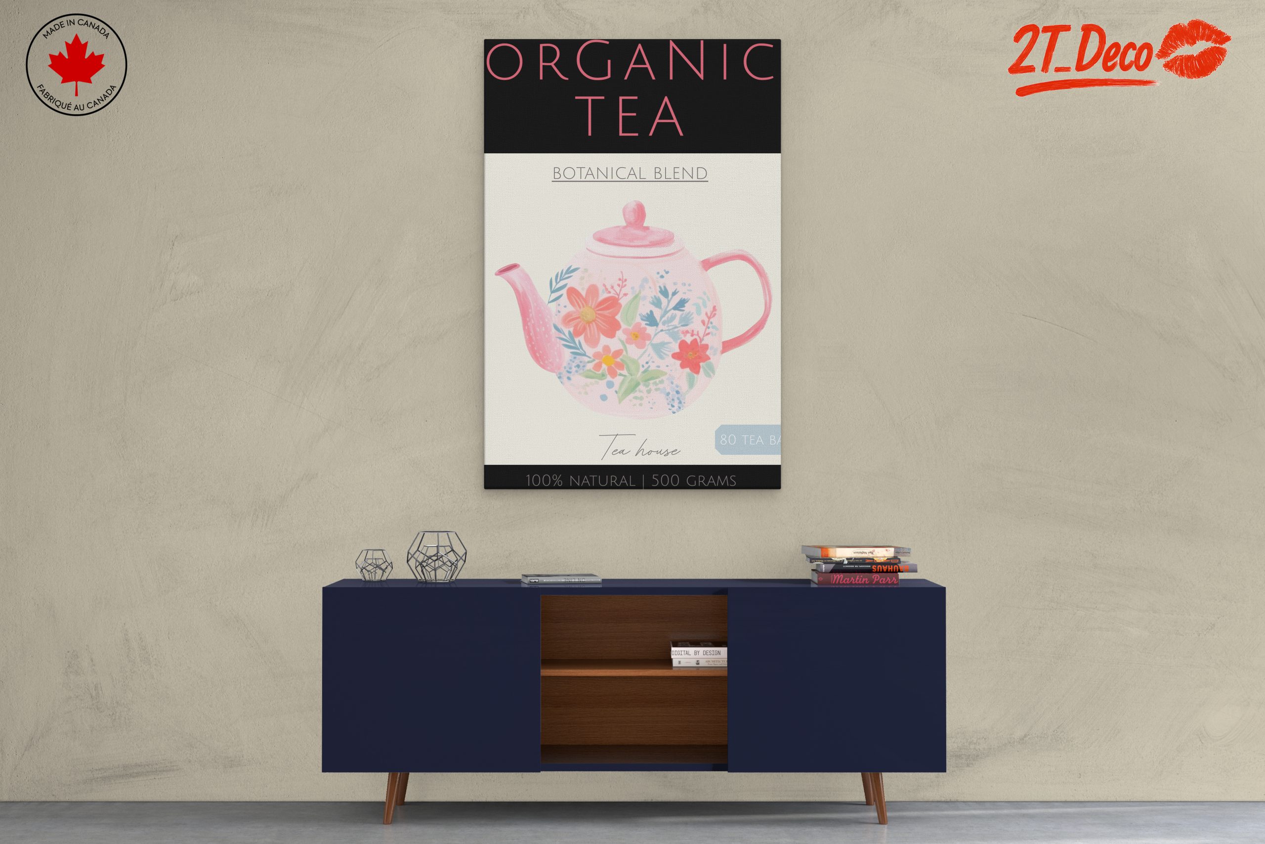 Charming Botanical Tea Teapot Artwork - Image 3