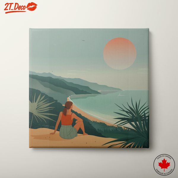 Stylized Beach Sunset Landscape Art