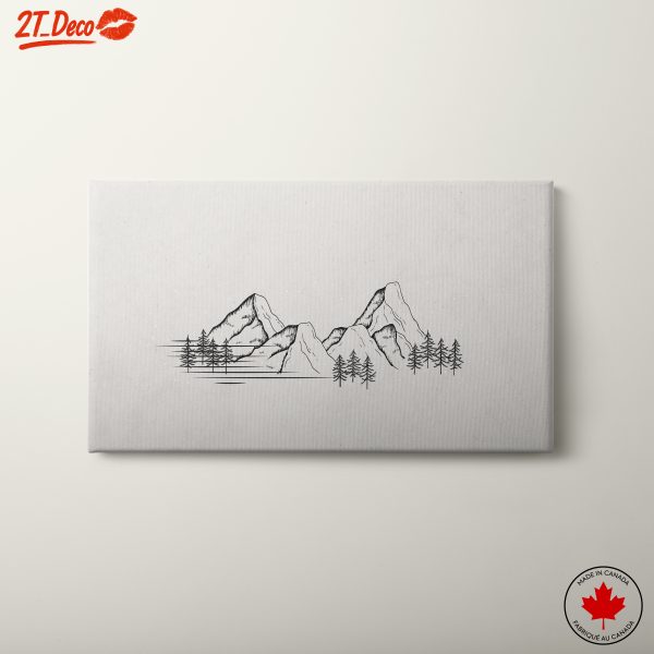 Serene Nature Illustration of Mountains and Trees