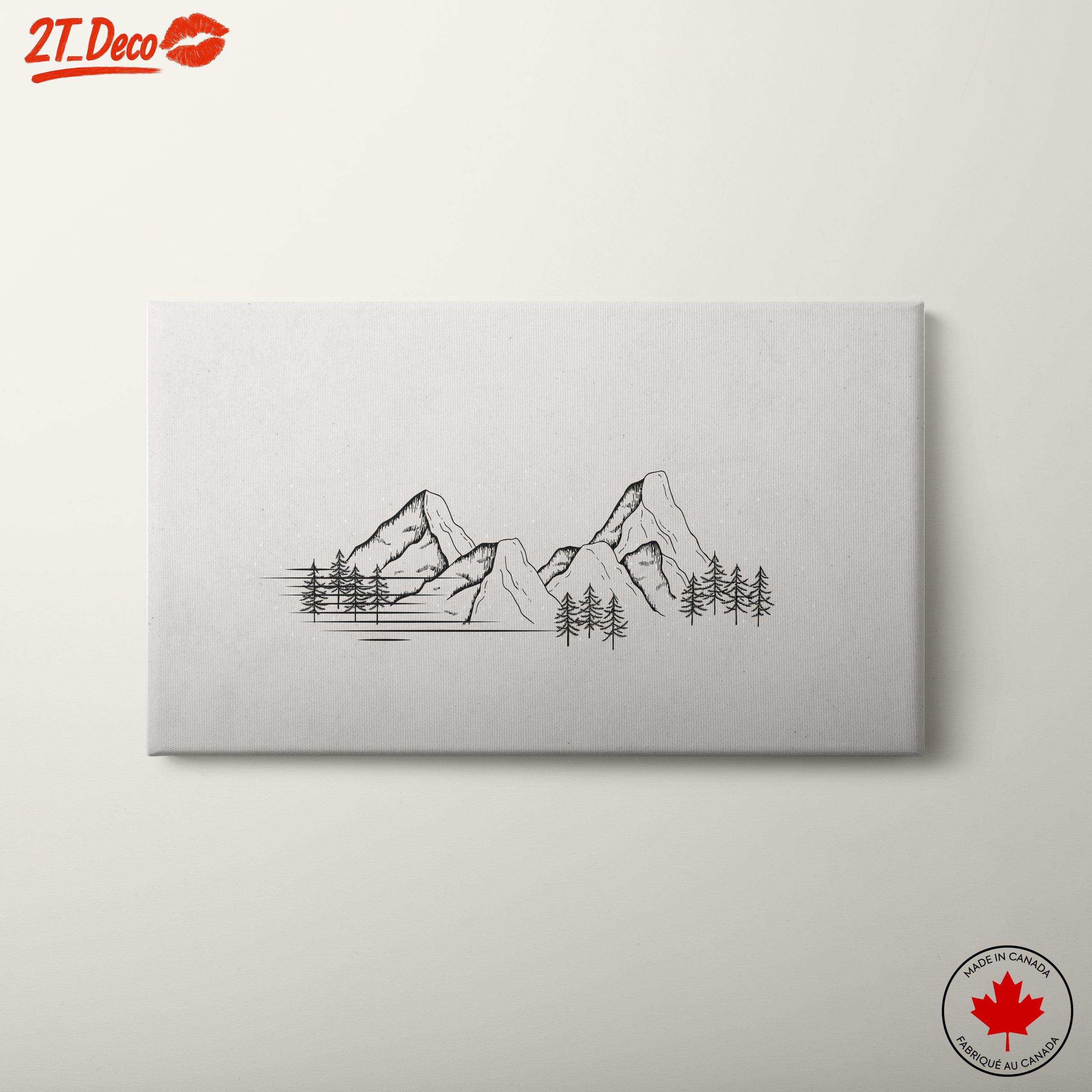 Serene Nature Illustration of Mountains and Trees