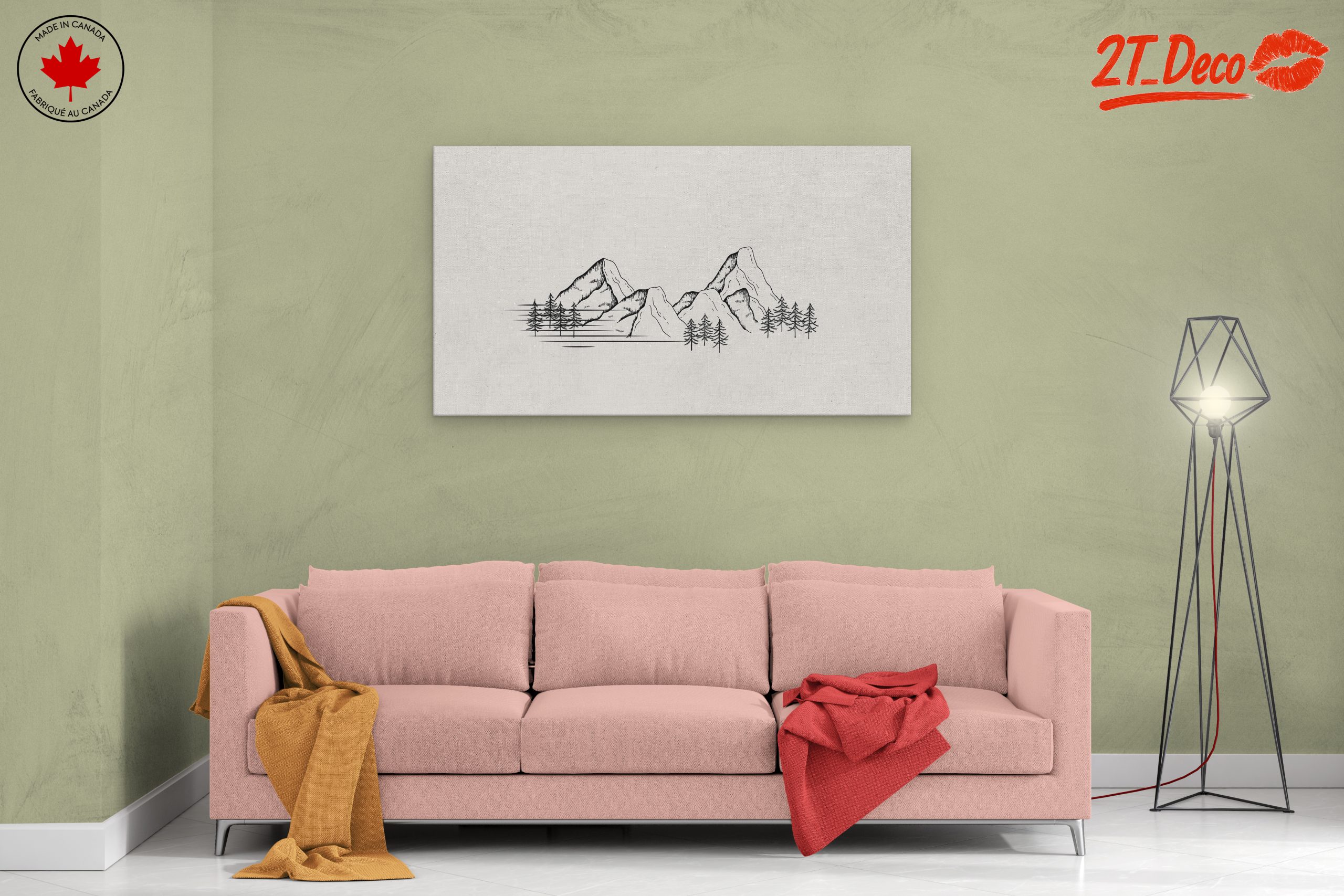 Serene Nature Illustration of Mountains and Trees - Image 2