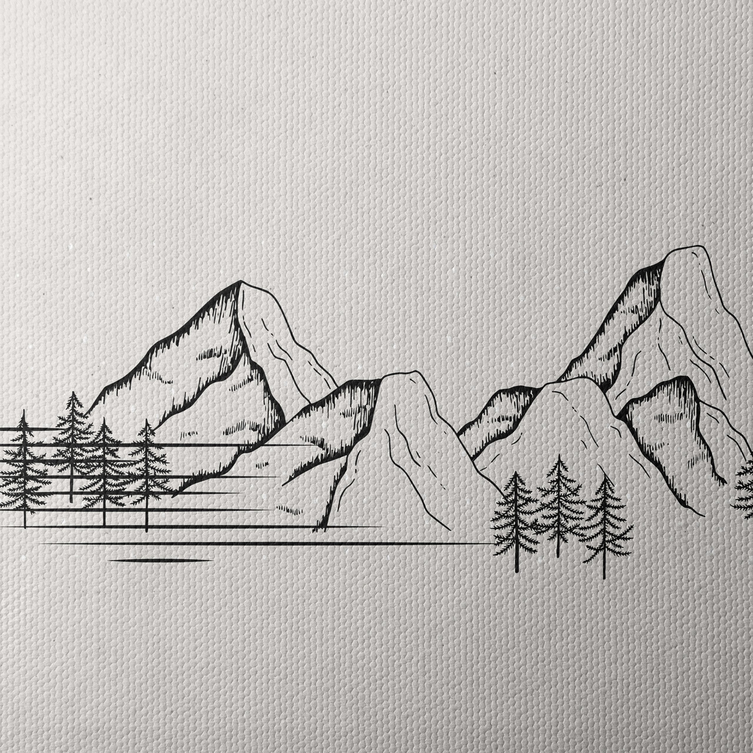 Serene Nature Illustration of Mountains and Trees - Image 4