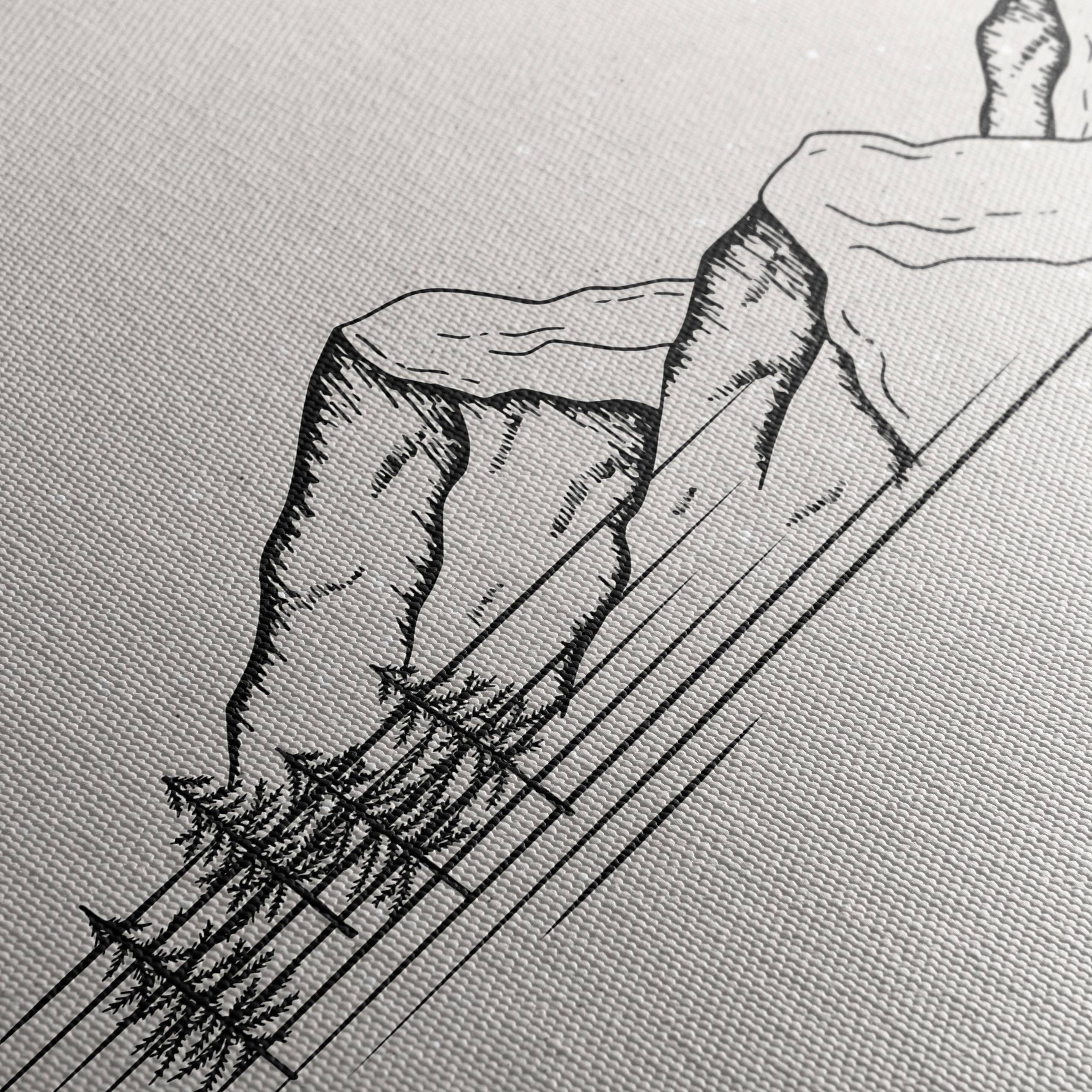 Serene Nature Illustration of Mountains and Trees - Image 5