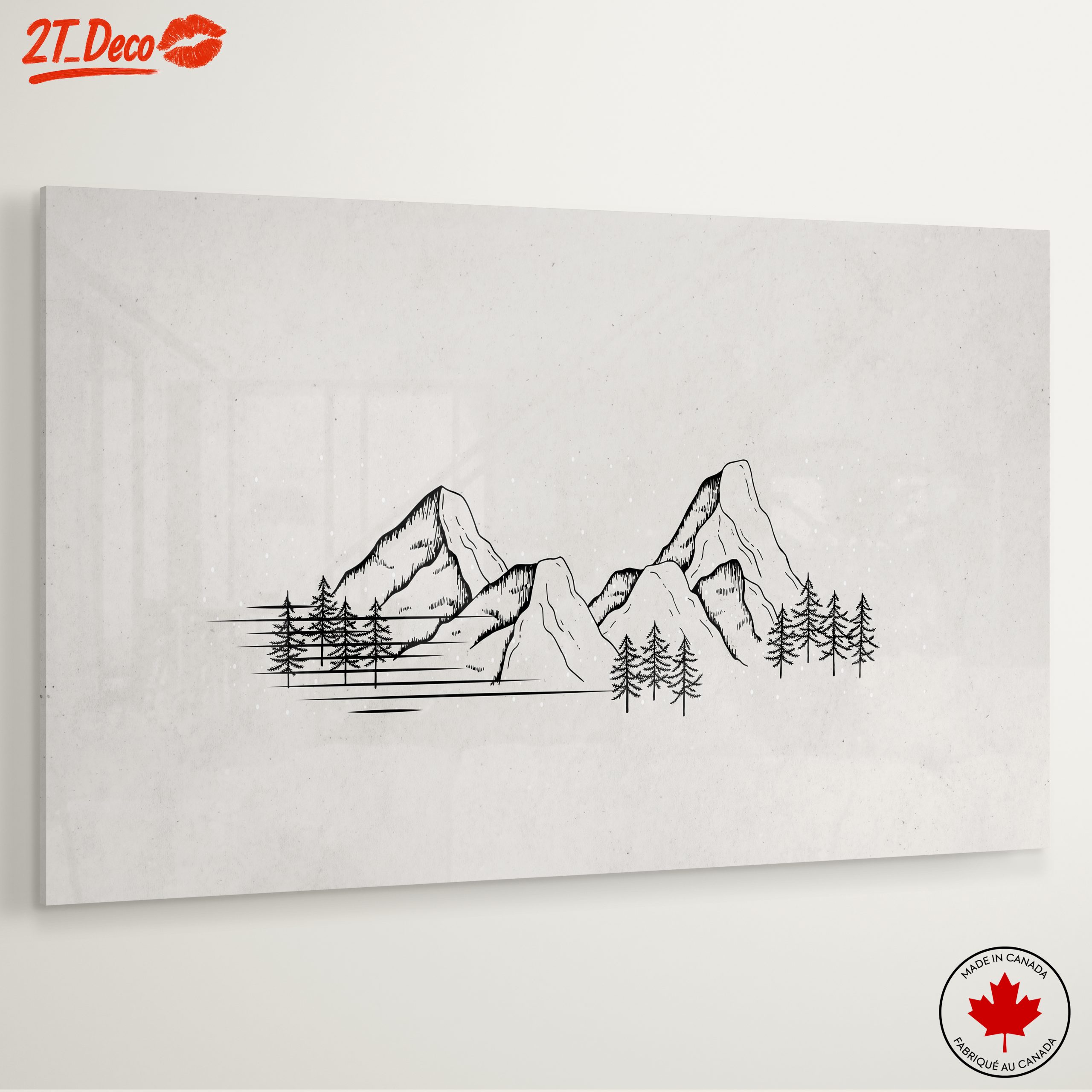 Serene Nature Illustration of Mountains and Trees - Image 6